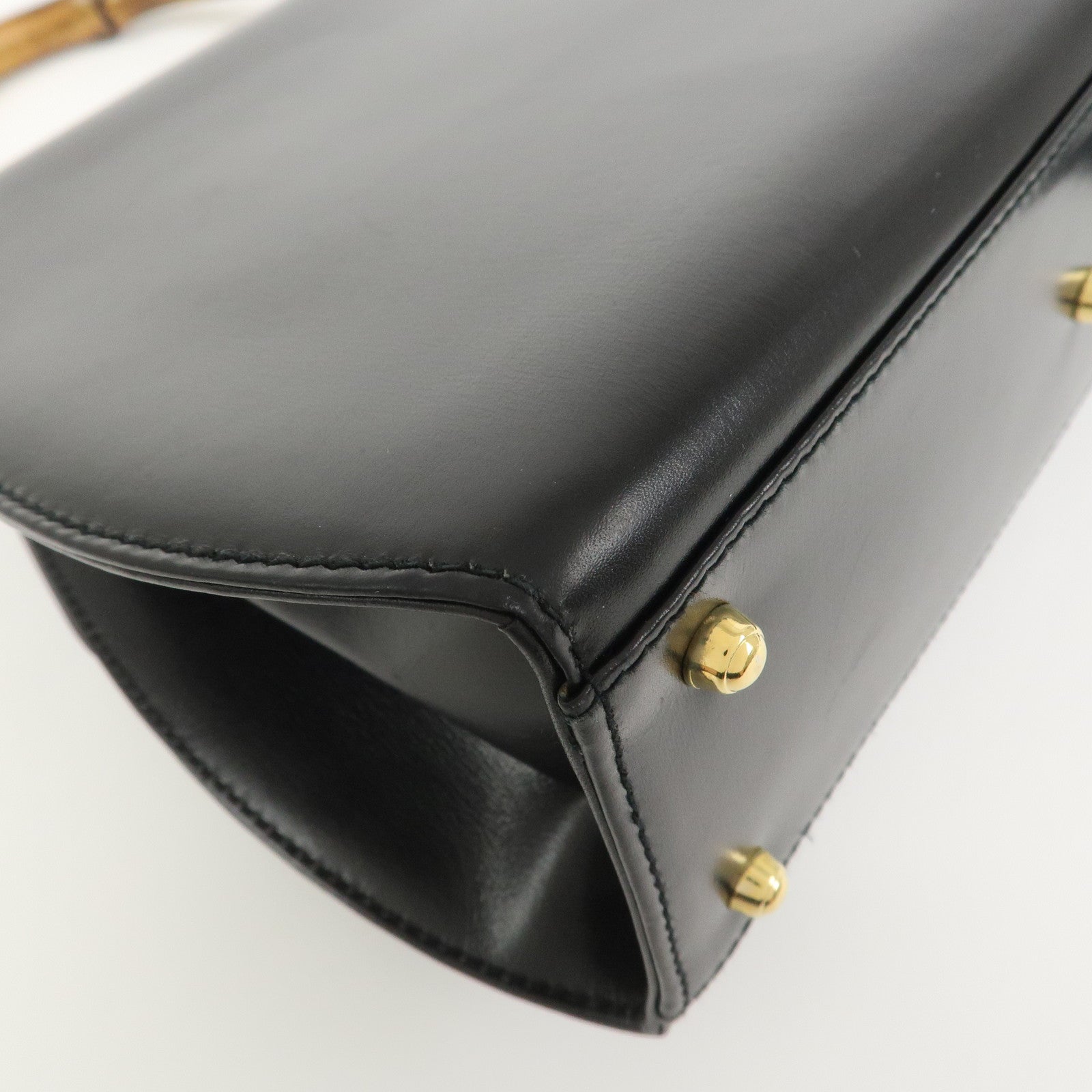 GUCCI Bamboo Leather 2Way Bag Hand Bag Shoulder Bag 000・46・0266