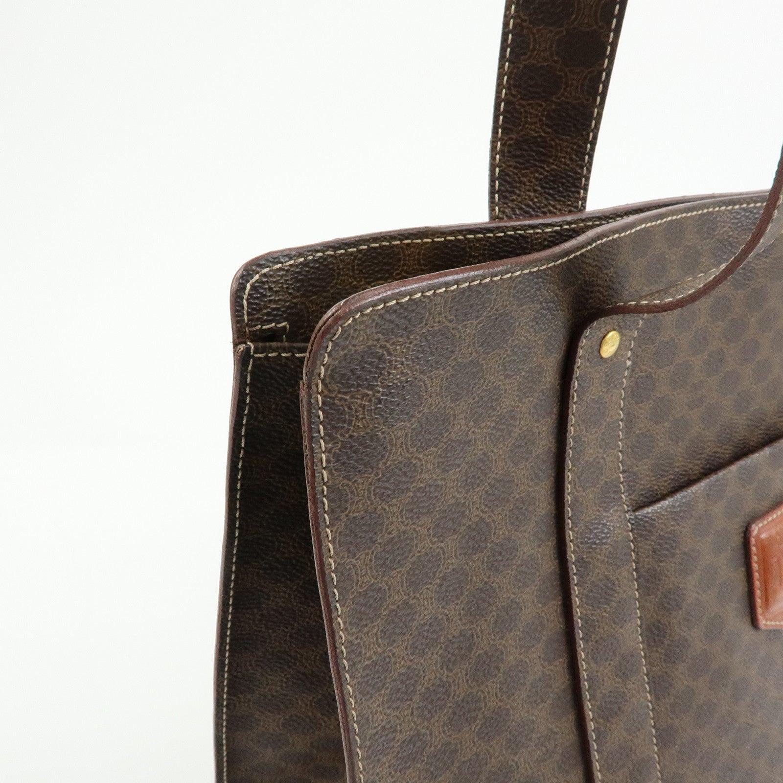 CELINE Macadam PVC Leather Tote Bag Shoulder Bag Brown