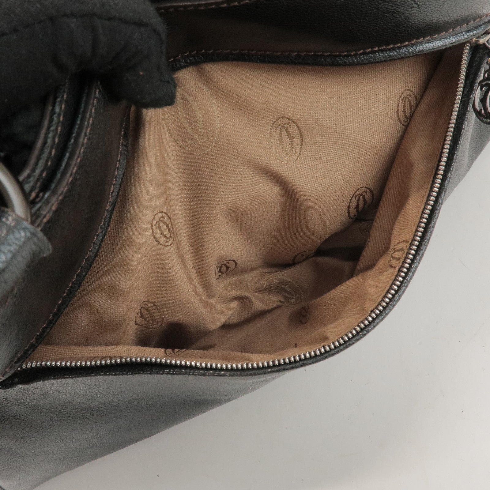 Cartier Marcello de Cartier Leather Hand Bag Tote Bag Black