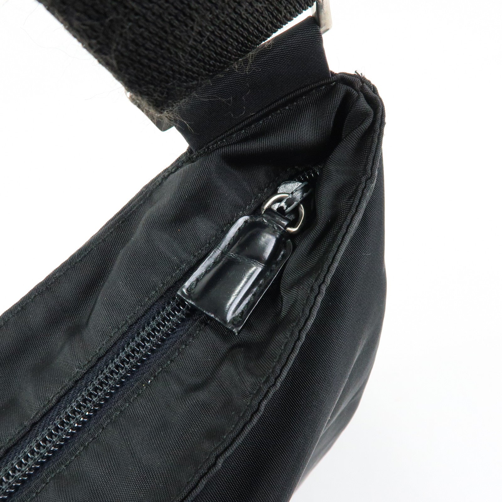 PRADA Triangle Logo Nylon Shoulder Bag Crossbody Bag Black BT0420