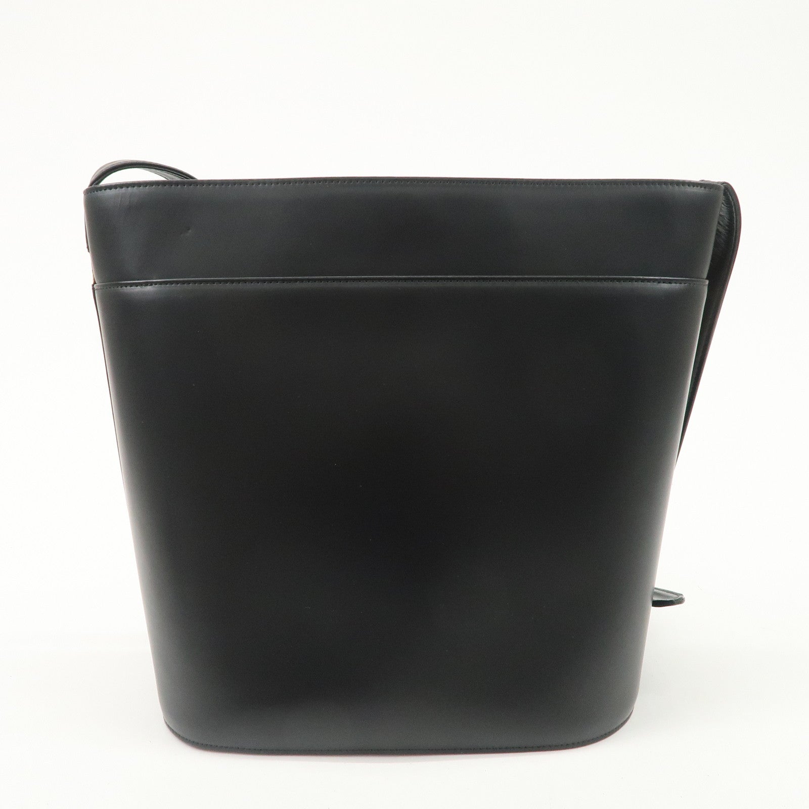 BURBERRY Burberrys Leather Shoulder Bag Black Silver Hardware Used