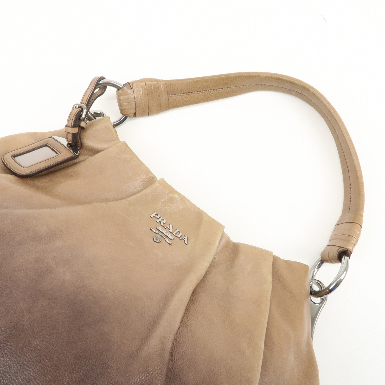 PRADA Leather Gradation Shoulder Bag Brown BR4070