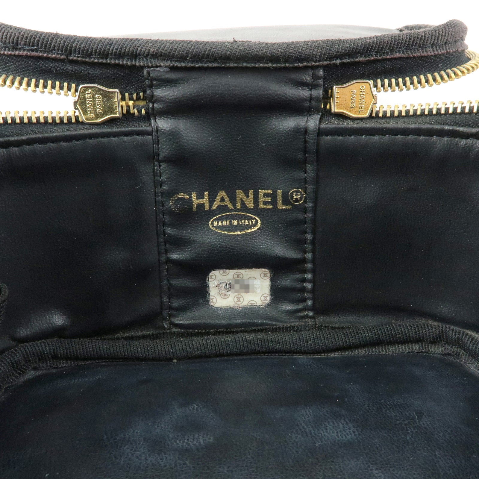 CHANEL COCO Mark Caviarskin Hand Bag Vanity Case Black A01997