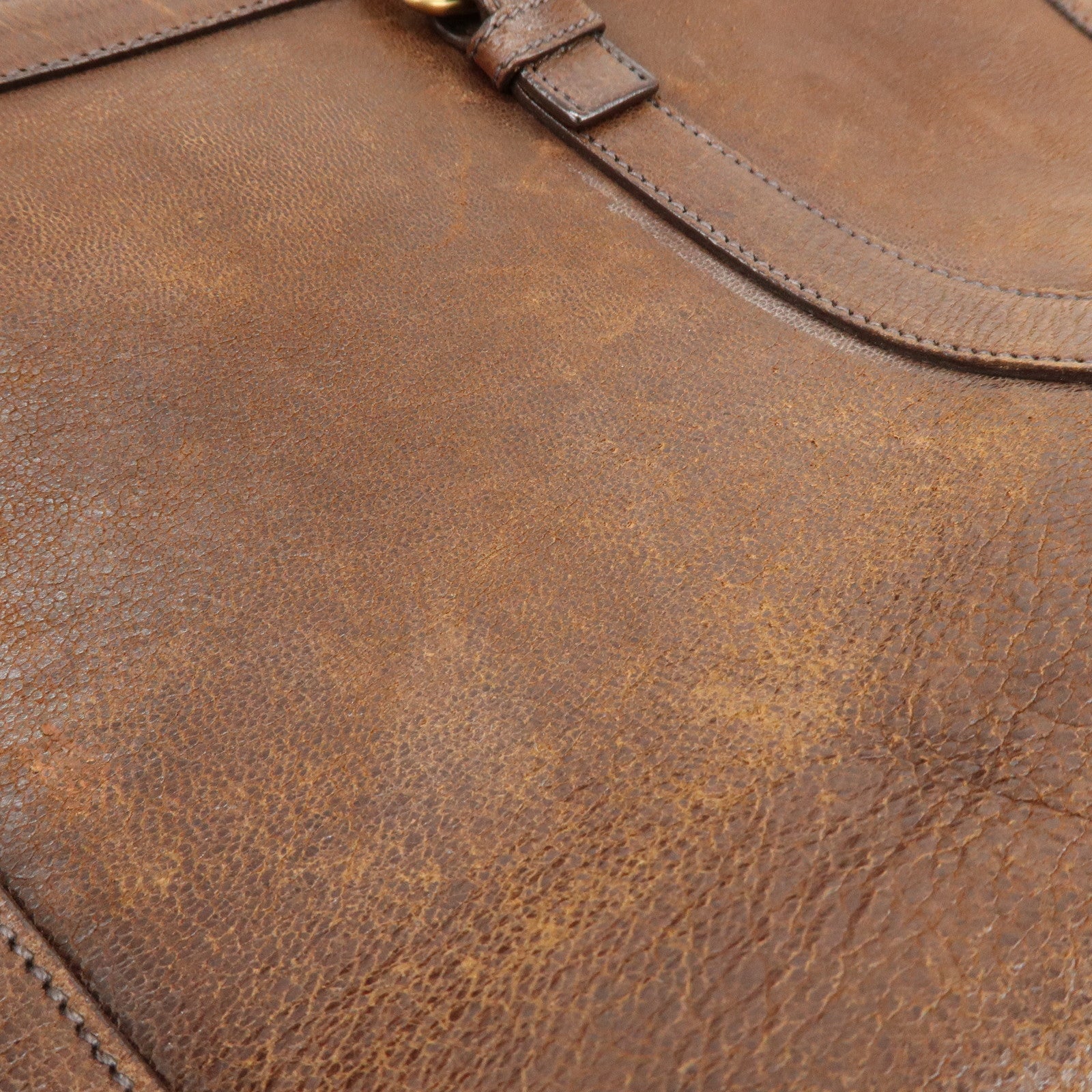 PRADA Leather Shoulder Bag Hand Bag Brown BR3130