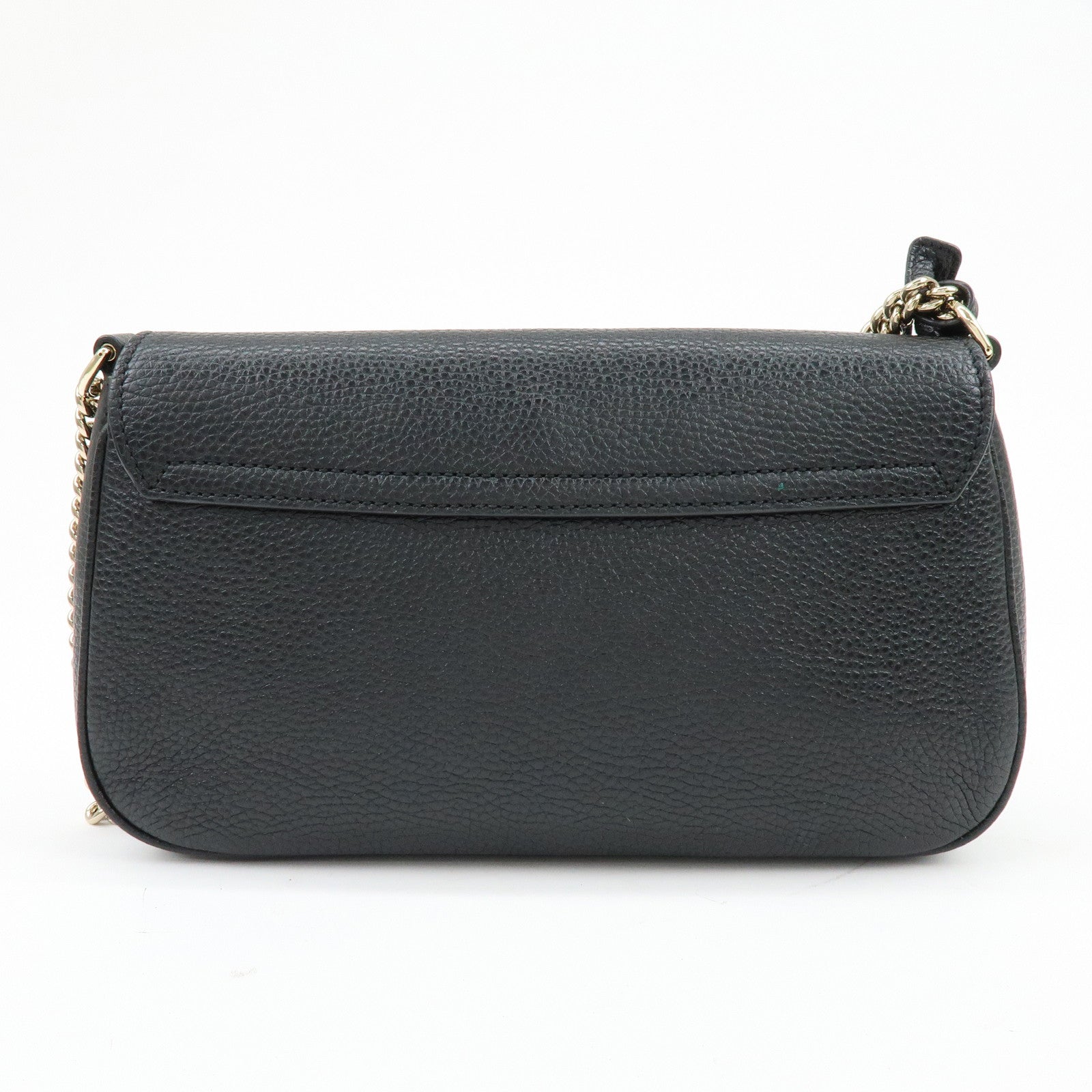 GUCCI SOHO Interlocking G Leather Chain Shoulder Bag Black 536224