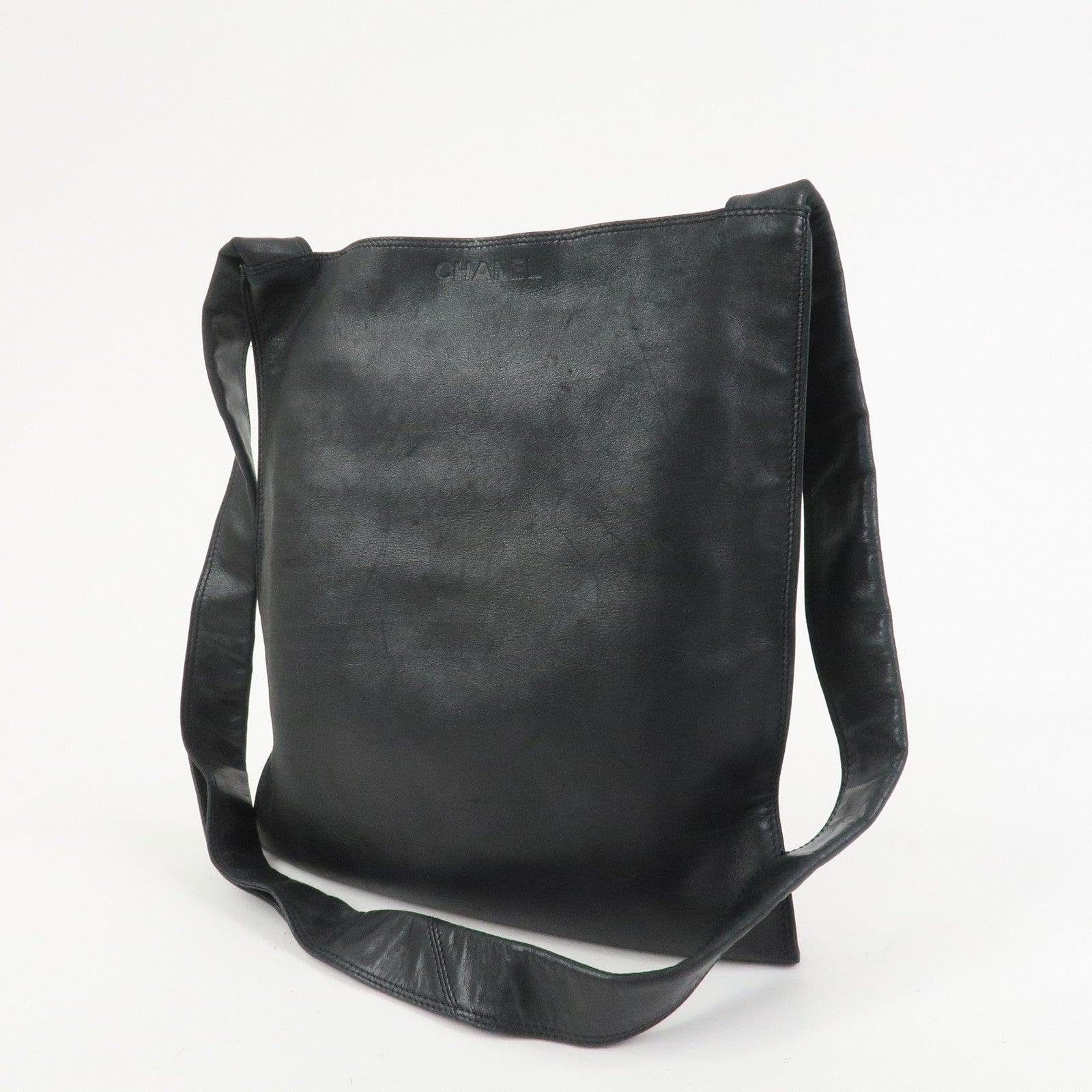 CHANEL Lamb Skin Shoulder Bag Crossbody Bag Black