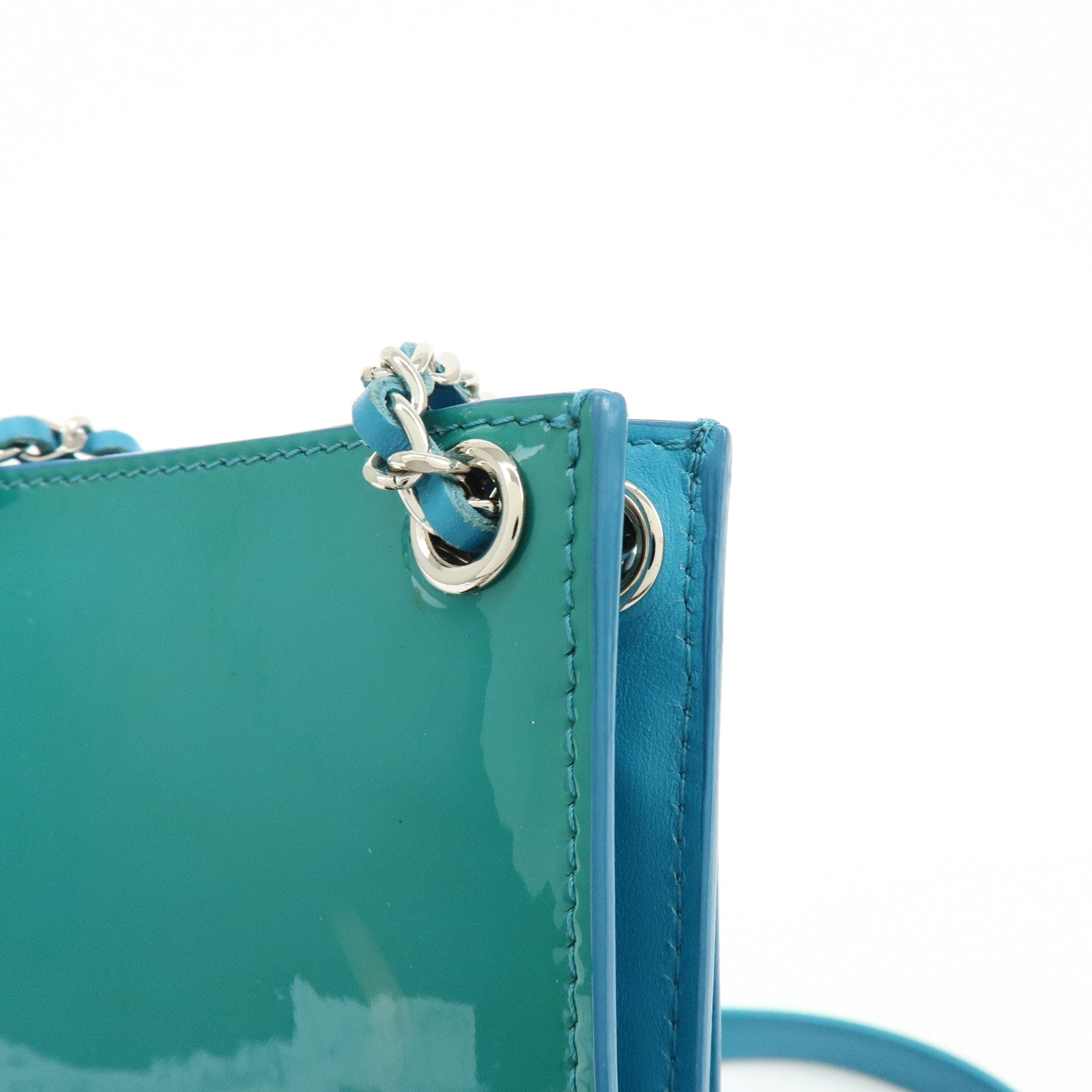 CHANEL COCO Mark Patent Leather Shoulder Bag Crossbody Bag Blue