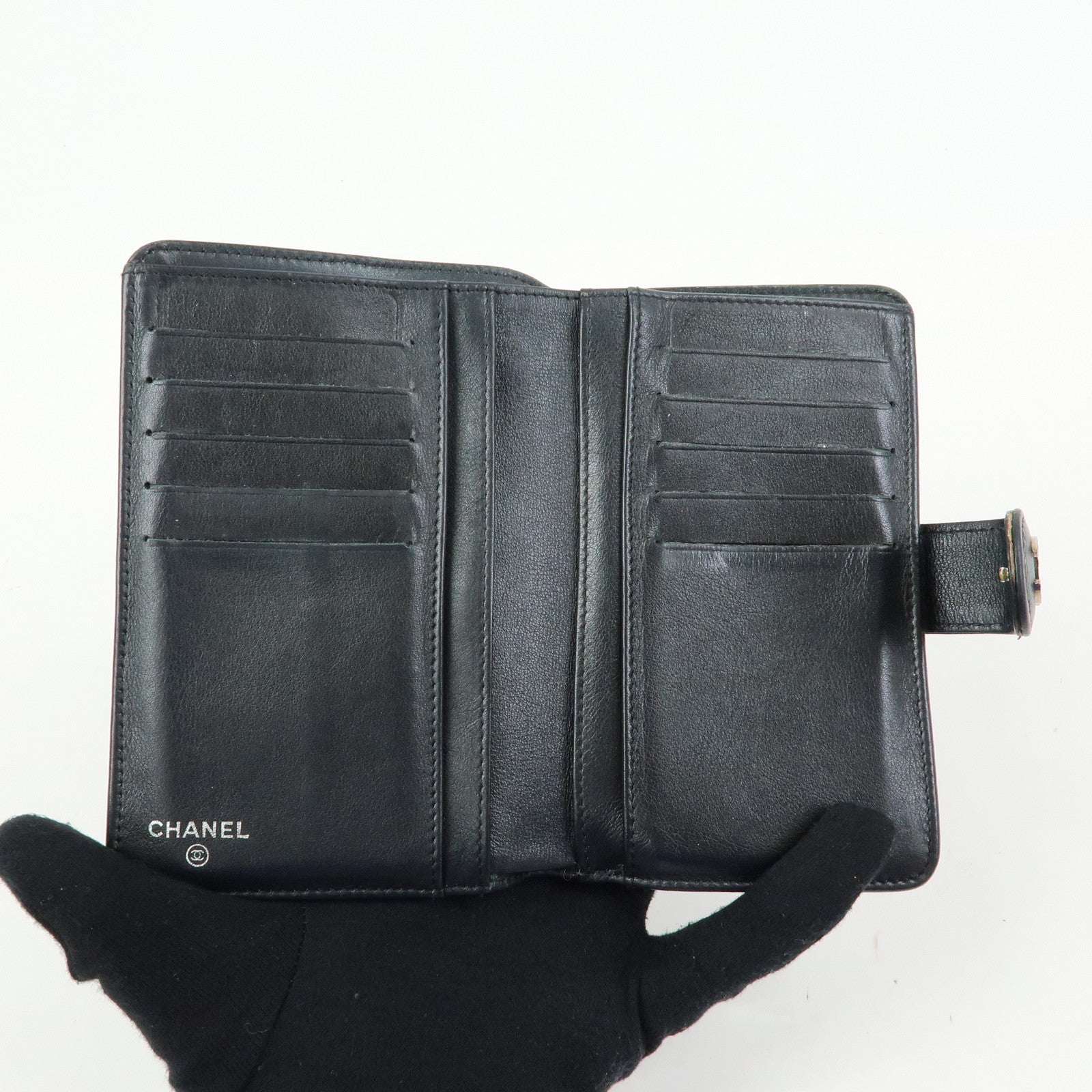 CHANEL COCO Mark Caviarskin Bi-fold Compact Wallet Black