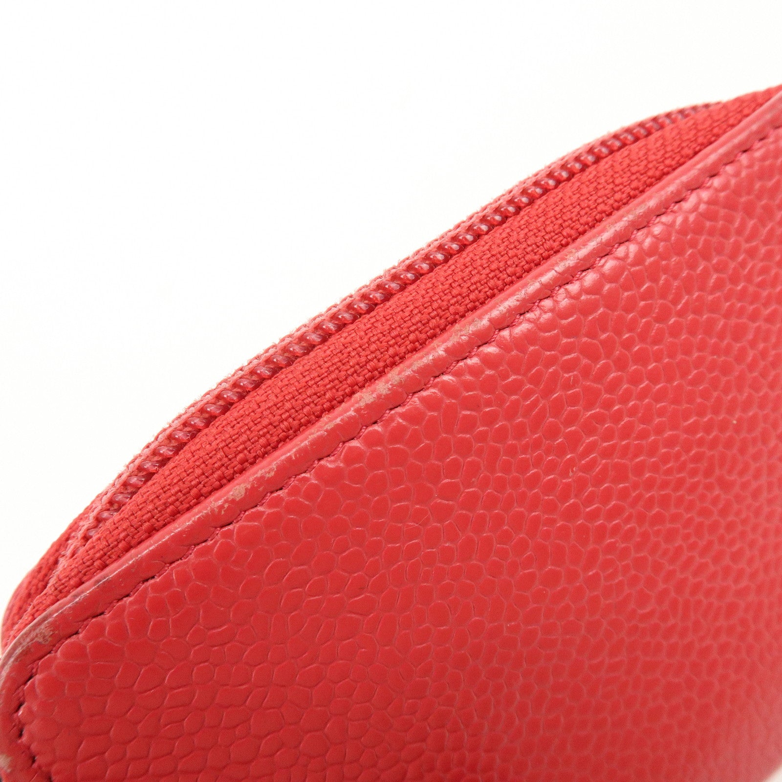 CHANEL COCO Mark Caviarskin Card Case Coin Case Red A68890