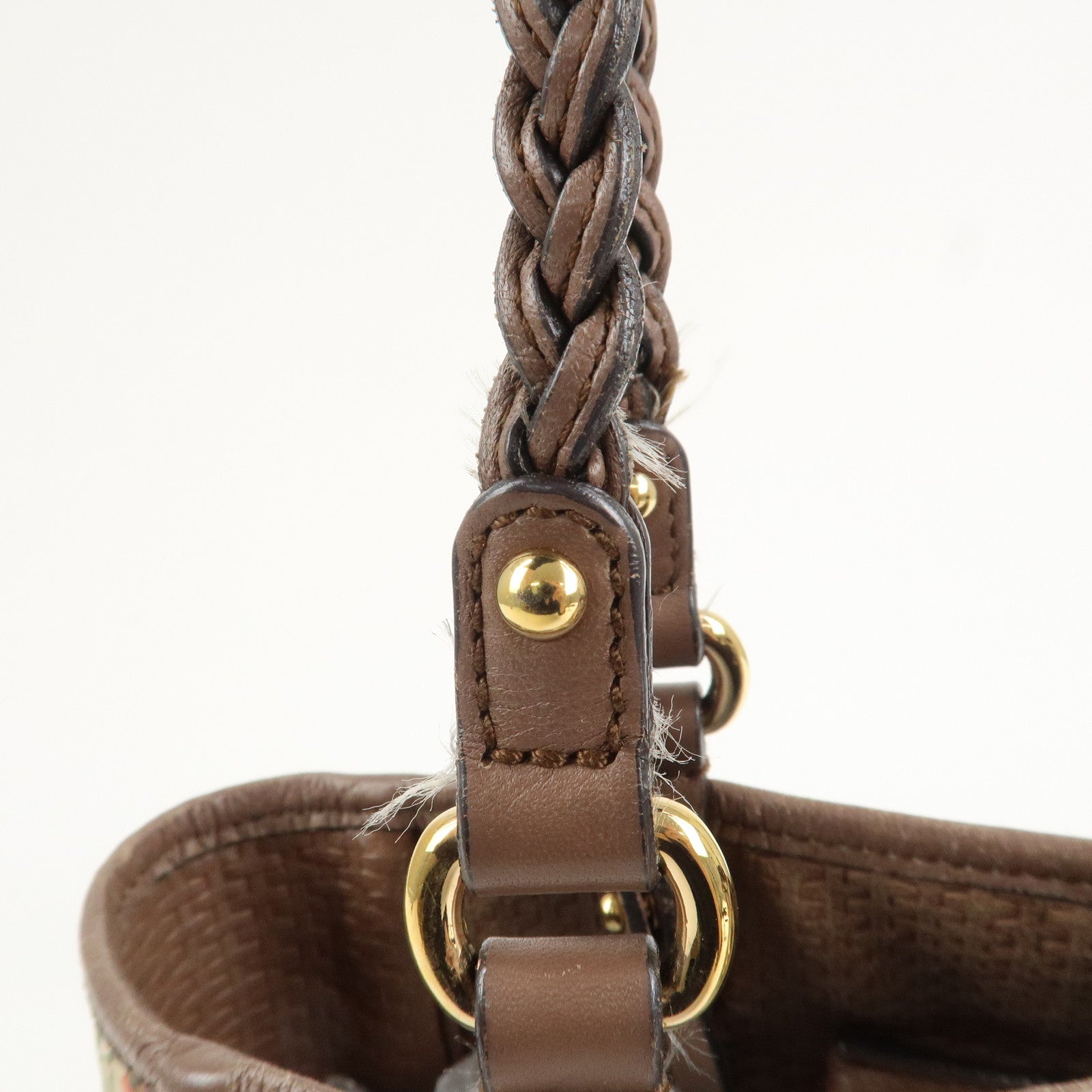 Ferragamo Gancini Leather Nylon Tote Bag Ivory Multicolor