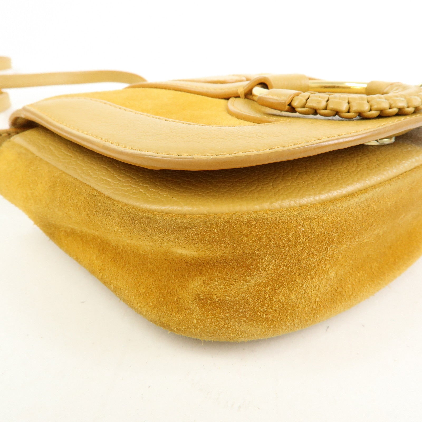 Chloe See by Chloe Suede Joan Leather Shoulder Bag Mustard