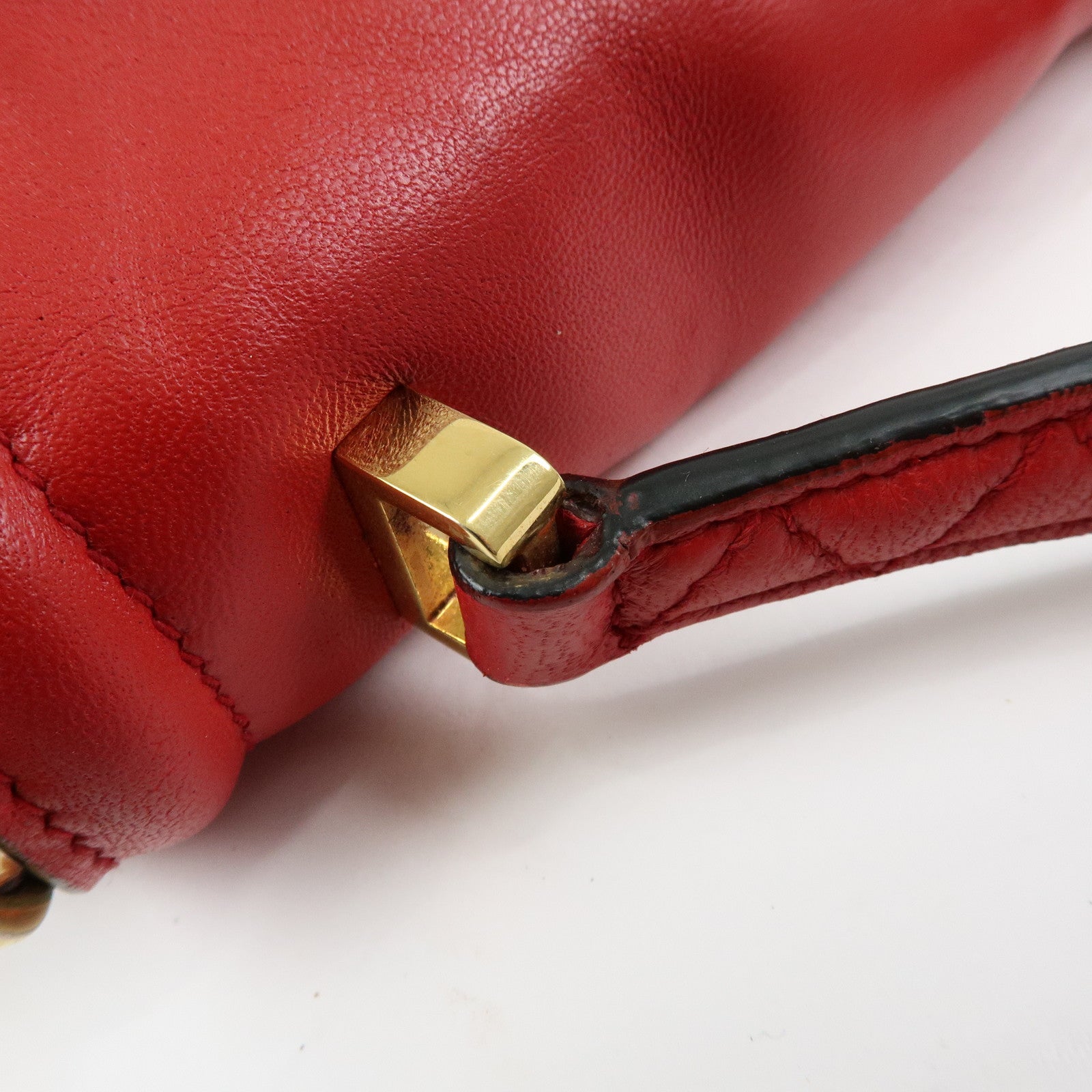 MIU MIU Leather 2Way Bag Hand Bag Shoulder Bag Crossbody Bag Red