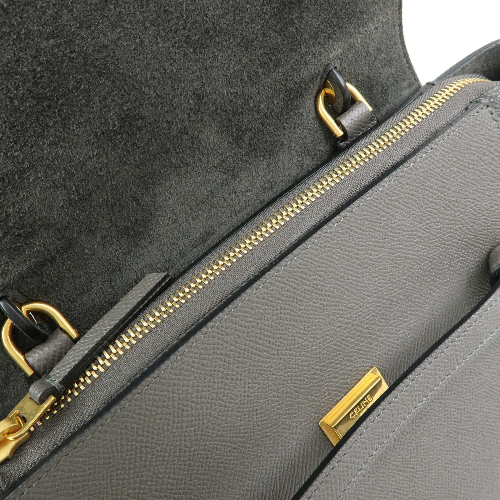 CELINE Micro Belt Bag Calf Leather 2WAY Bag Hand Bag Gray