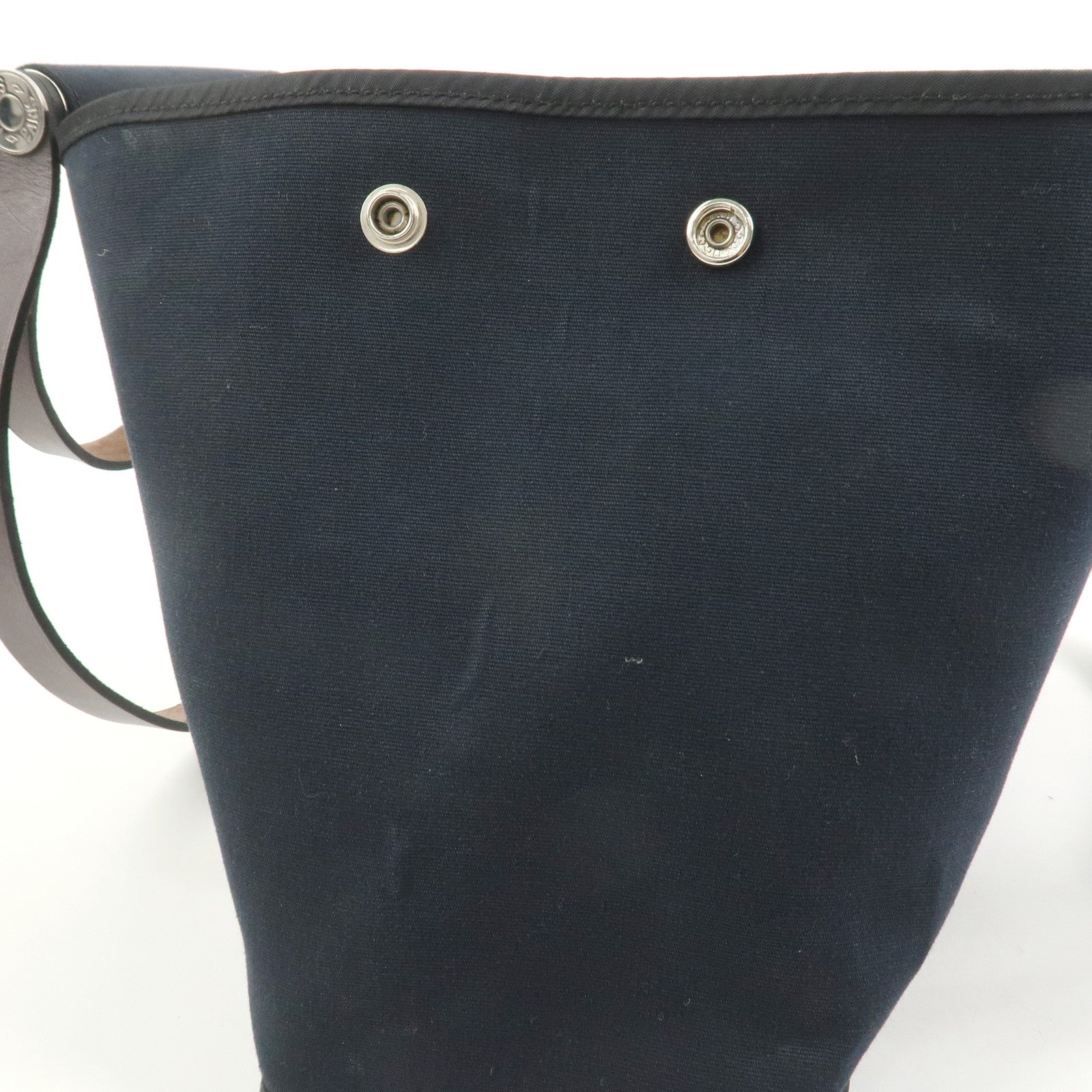 HERMES Cabas Elan PM Toile Officier Leather Tote Bag Hand Bag Black