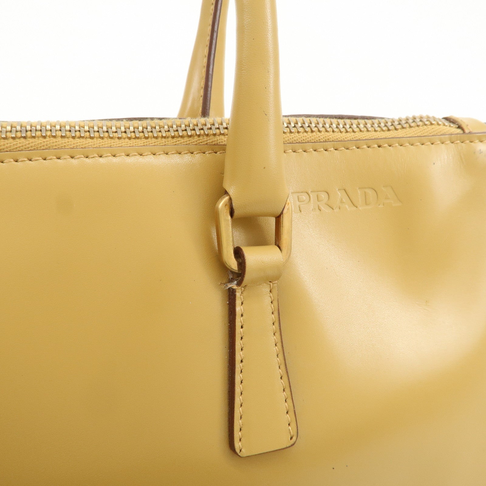 PRADA Leather Shoulder Bag Hand Bag Light Brown