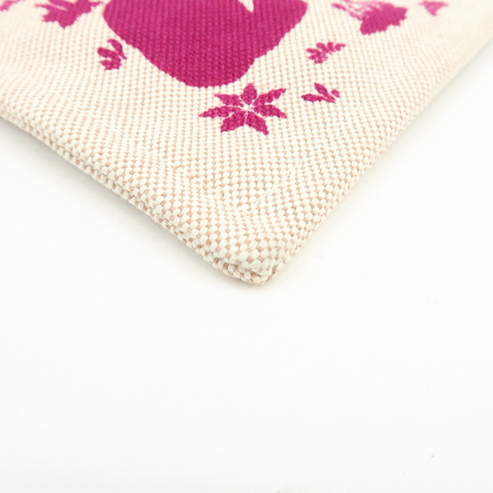 HERMES New Yachting PM Canvas Leather Flat Pouch Beige Purple