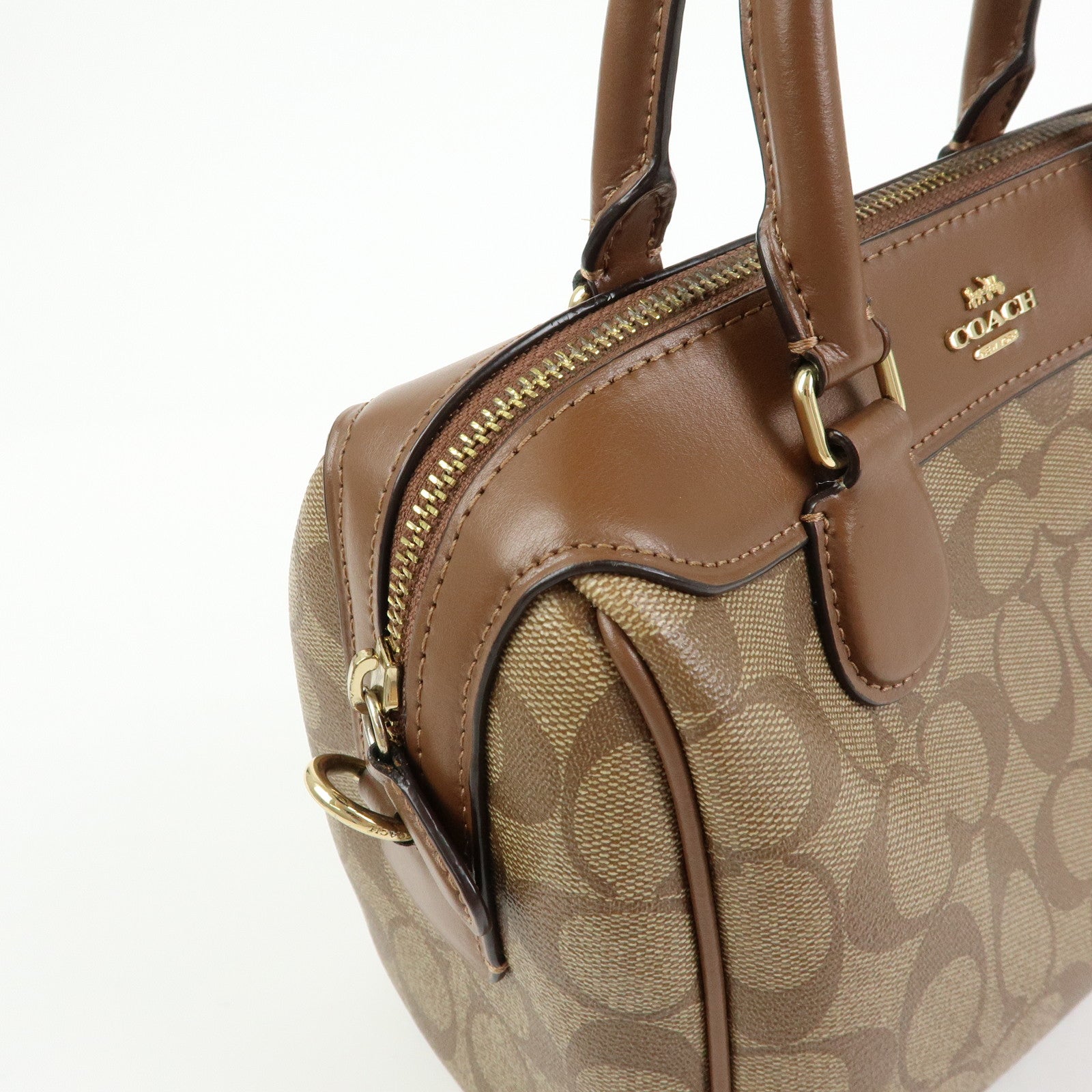 COACH Signature PVC Leather 2Way Shoulder Bag Hand Bag Brown