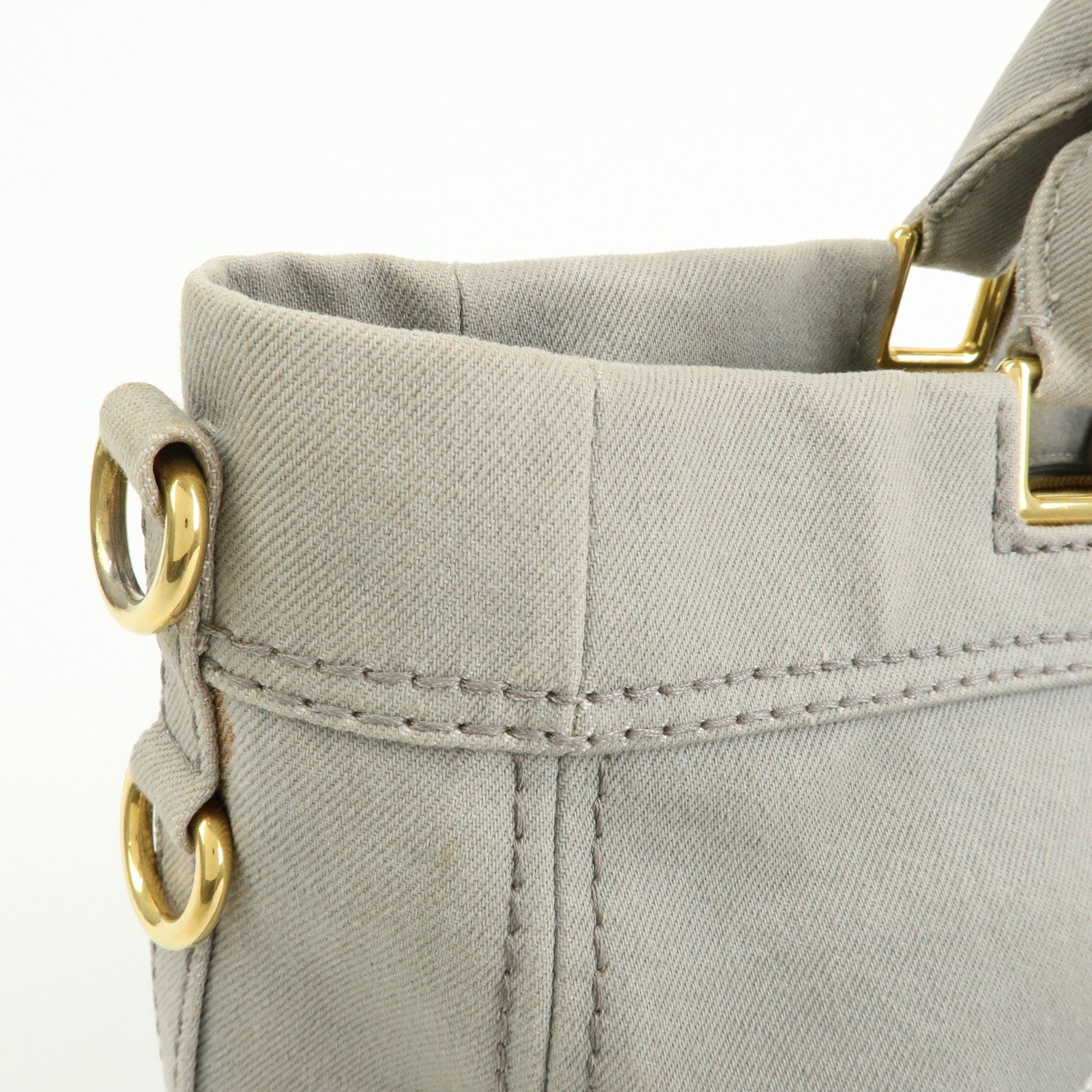 PRADA Canapa Canvas 2Way Bag Hand Bag Shoulder Bag Gray BN2069