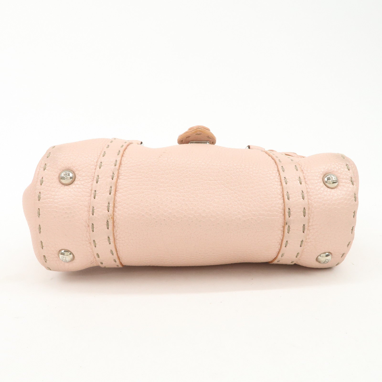 FENDI Selleria Leather Mini Linda Hand Bag Pink Silver HDW 8BR486