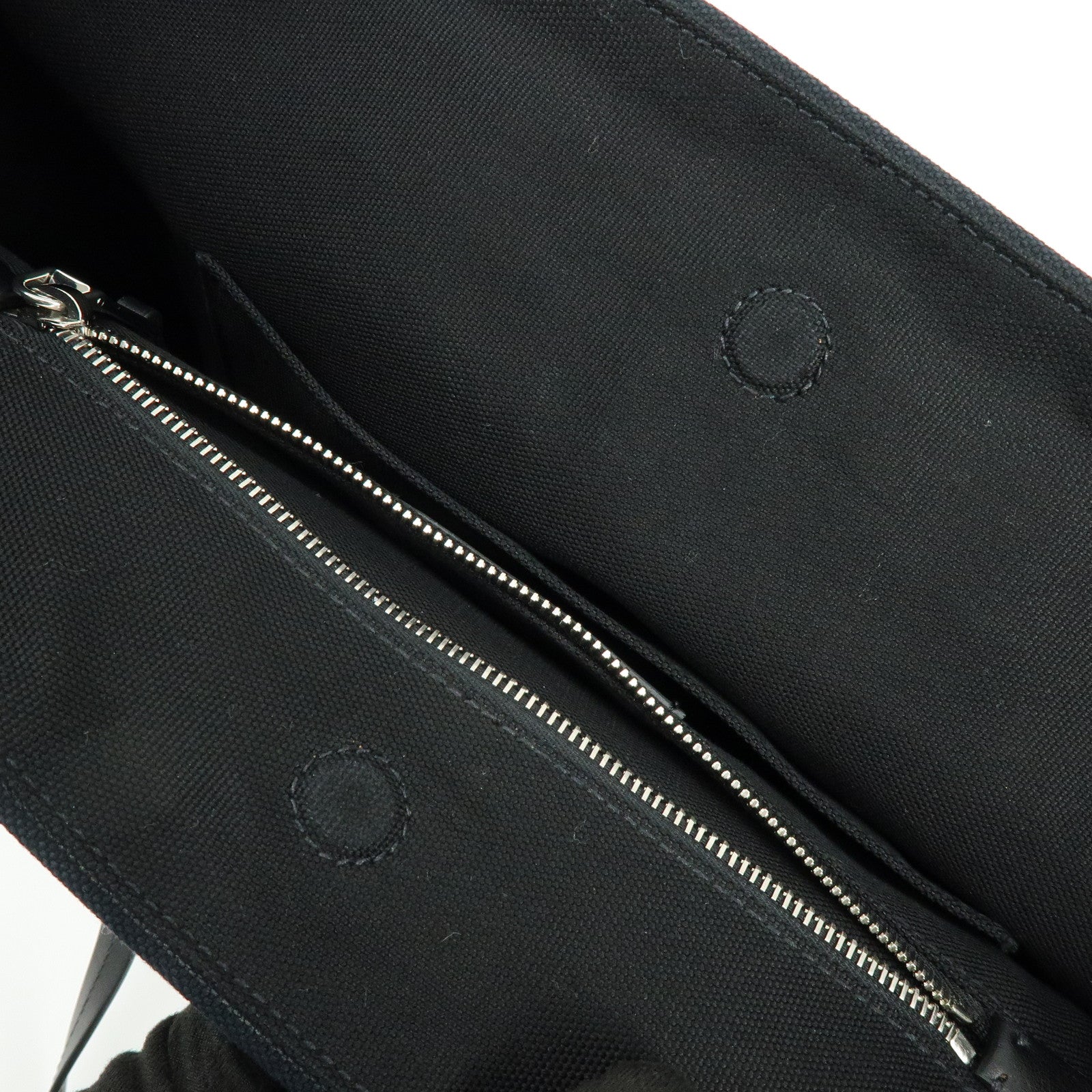 MIU MIU Canvas Leather Tote Bag Hand Bag Shoulder Bag Black