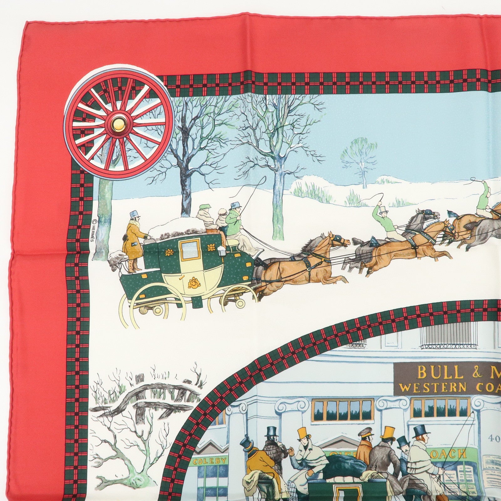 HERMES Carre 90 Silk 100% L'HIVER EN POSTE Scarf