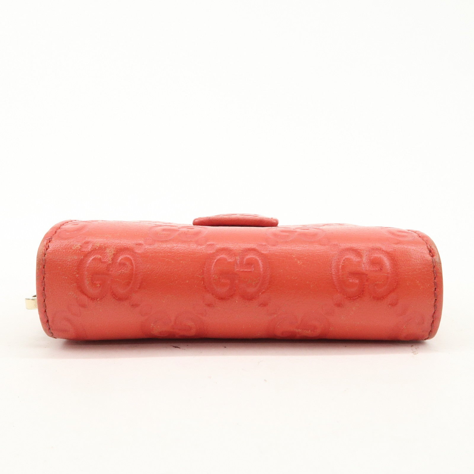 GUCCI Guccissima Leather Bi-fold Compact Wallet Red 346056
