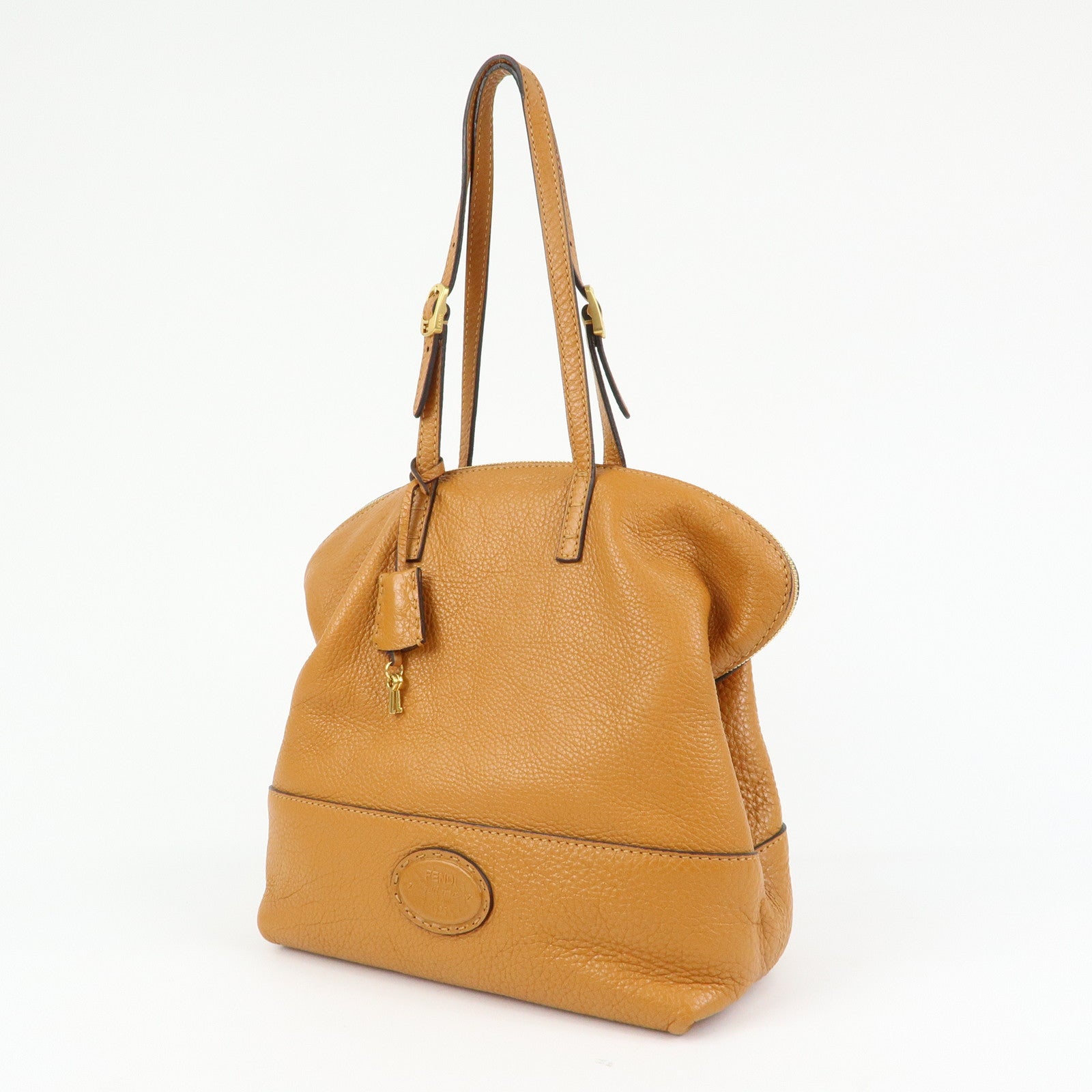 FENDI Chameleon Selleria Leather Tote Bag Shoulder Bag Brown 8BN232