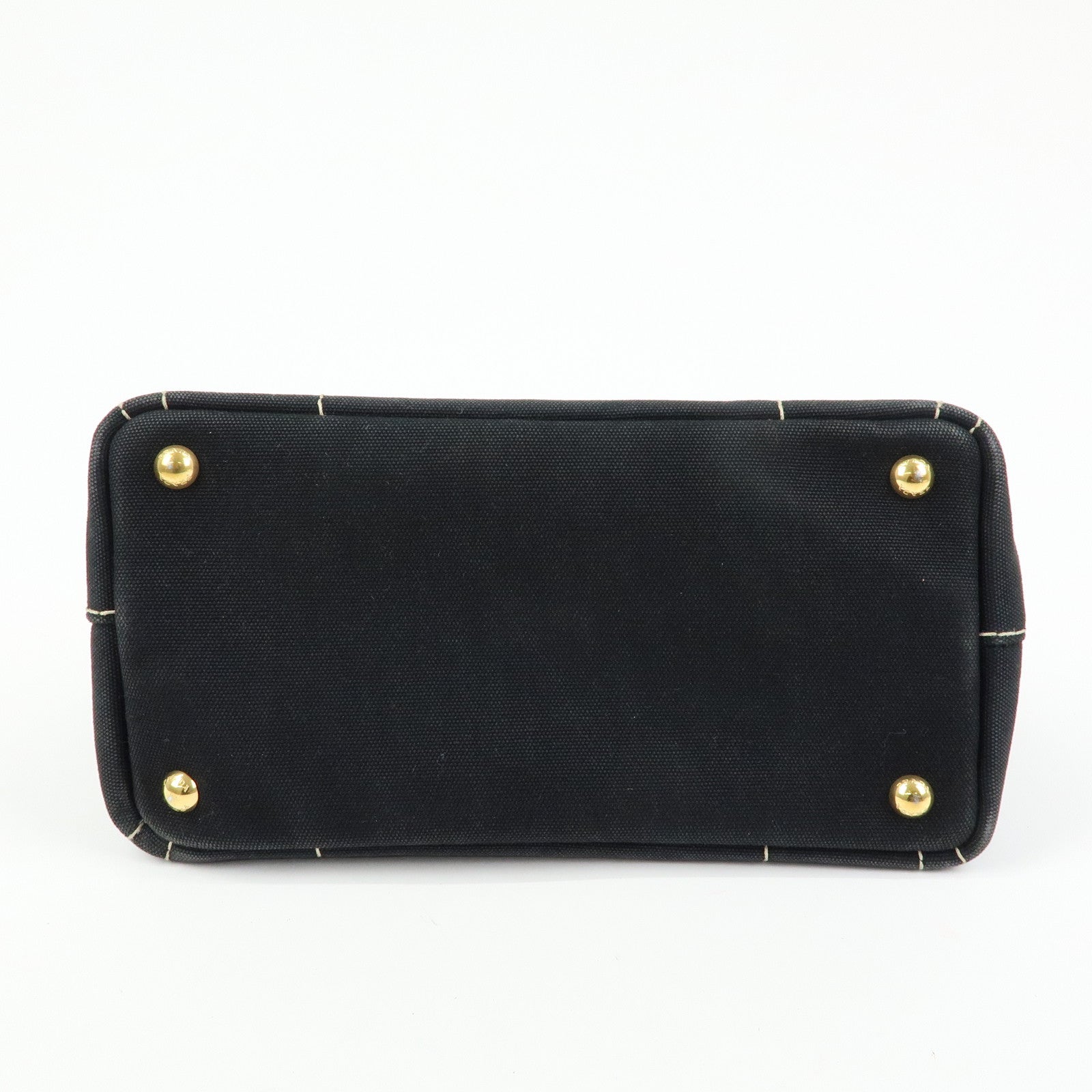 PRADA Canapa Mini Triangle Logo Canvas 2Way Hand Bag Black 1BG439