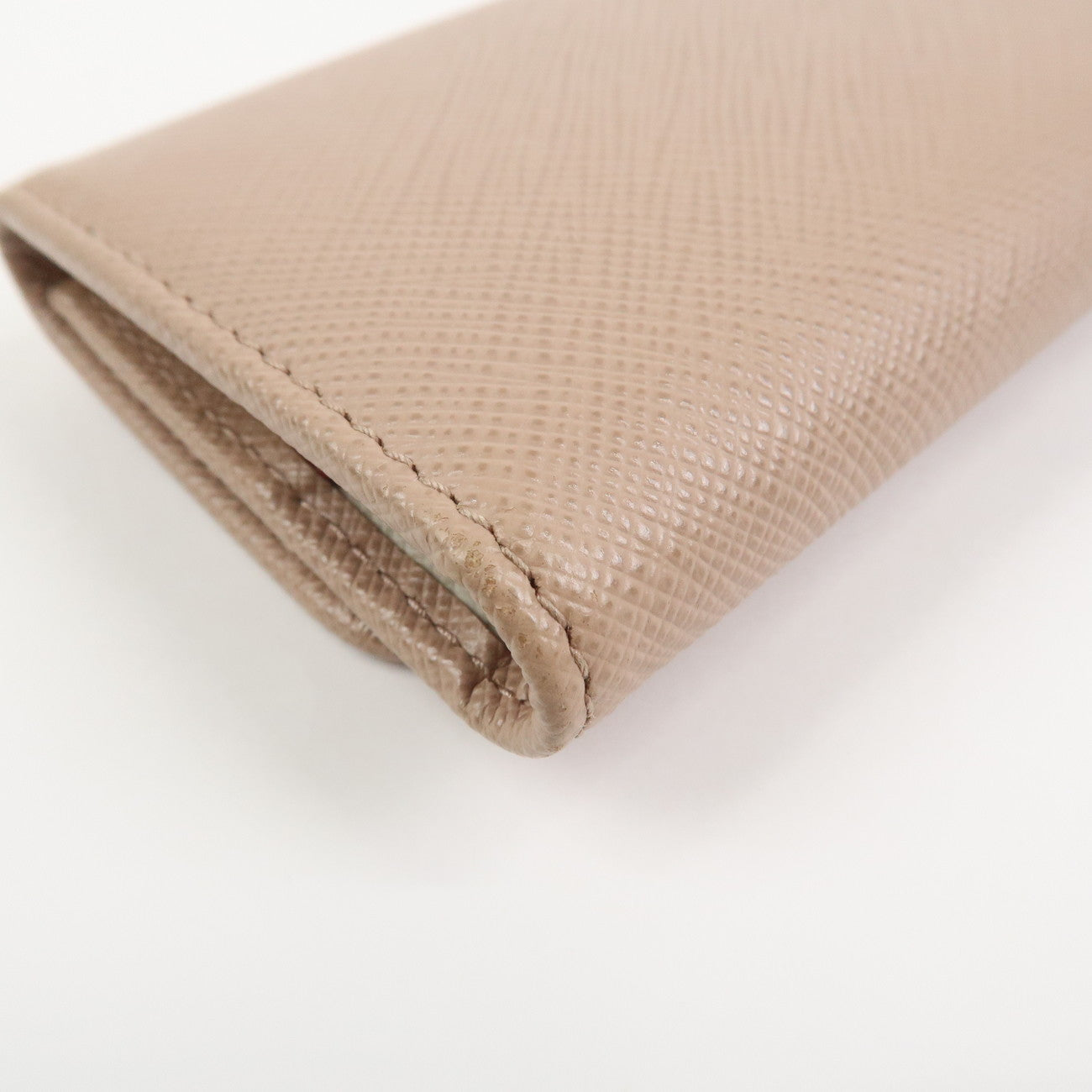 PRADA Saffiano Leather 4 Rings Key Case Key Holder PinkBeige 1PG004