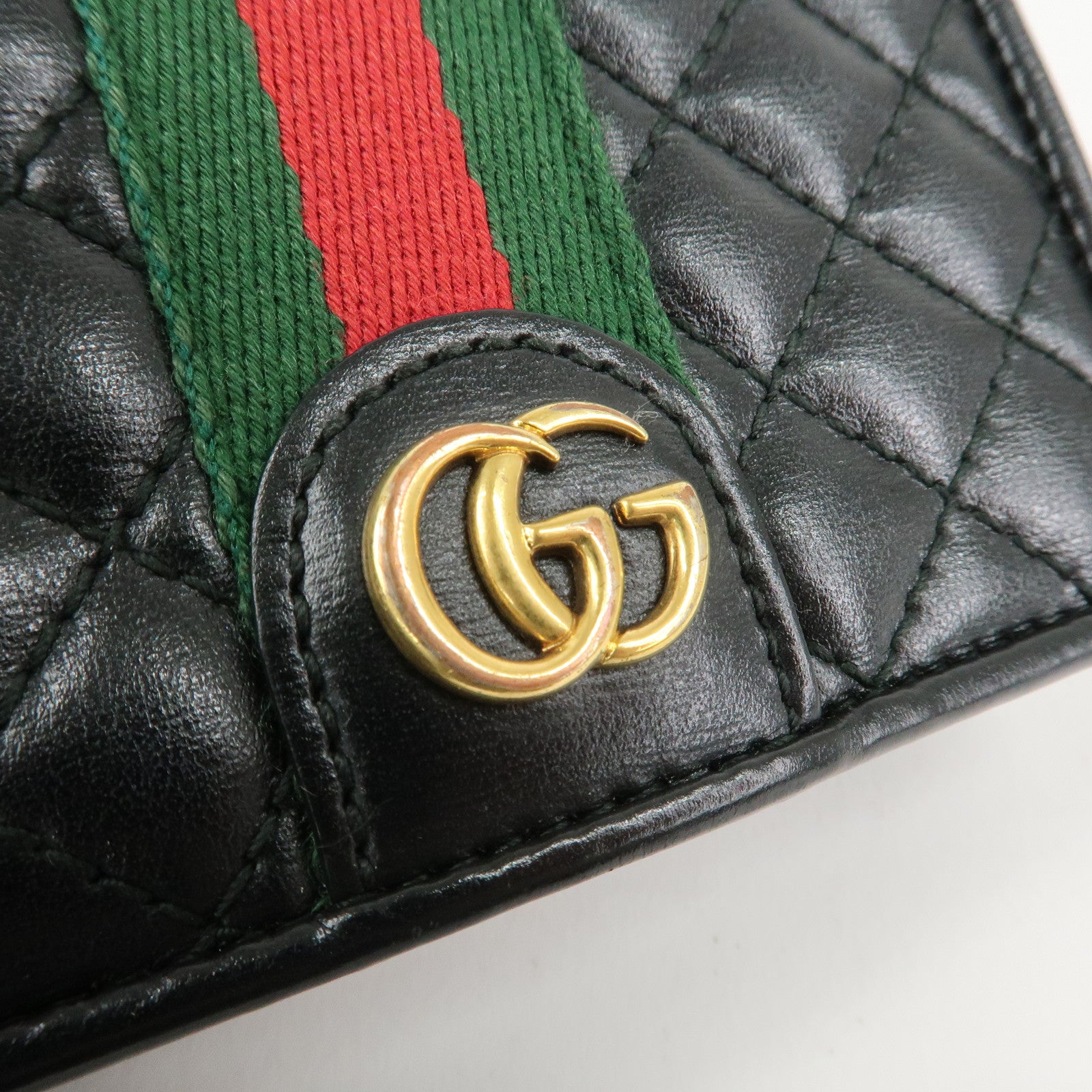 GUCCI Sherry GG Marmont Leather Bi-Fold Wallet Black 536453 Used