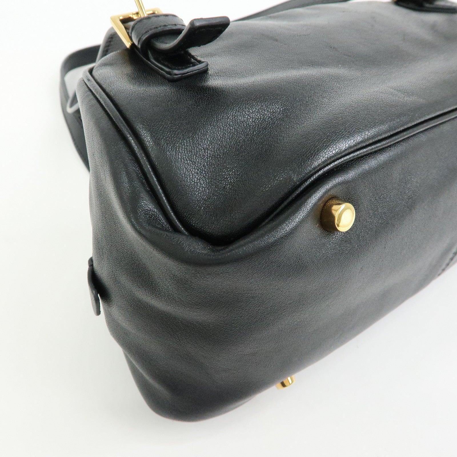 VERSACE Medusa Nappa Leather Bowling Bag Shoulder Bag Black