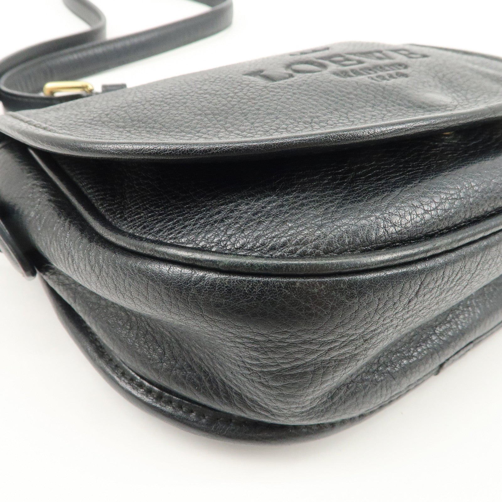 LOEWE Heritage Leather Shoulder Bag Crossbody Bag Black Used