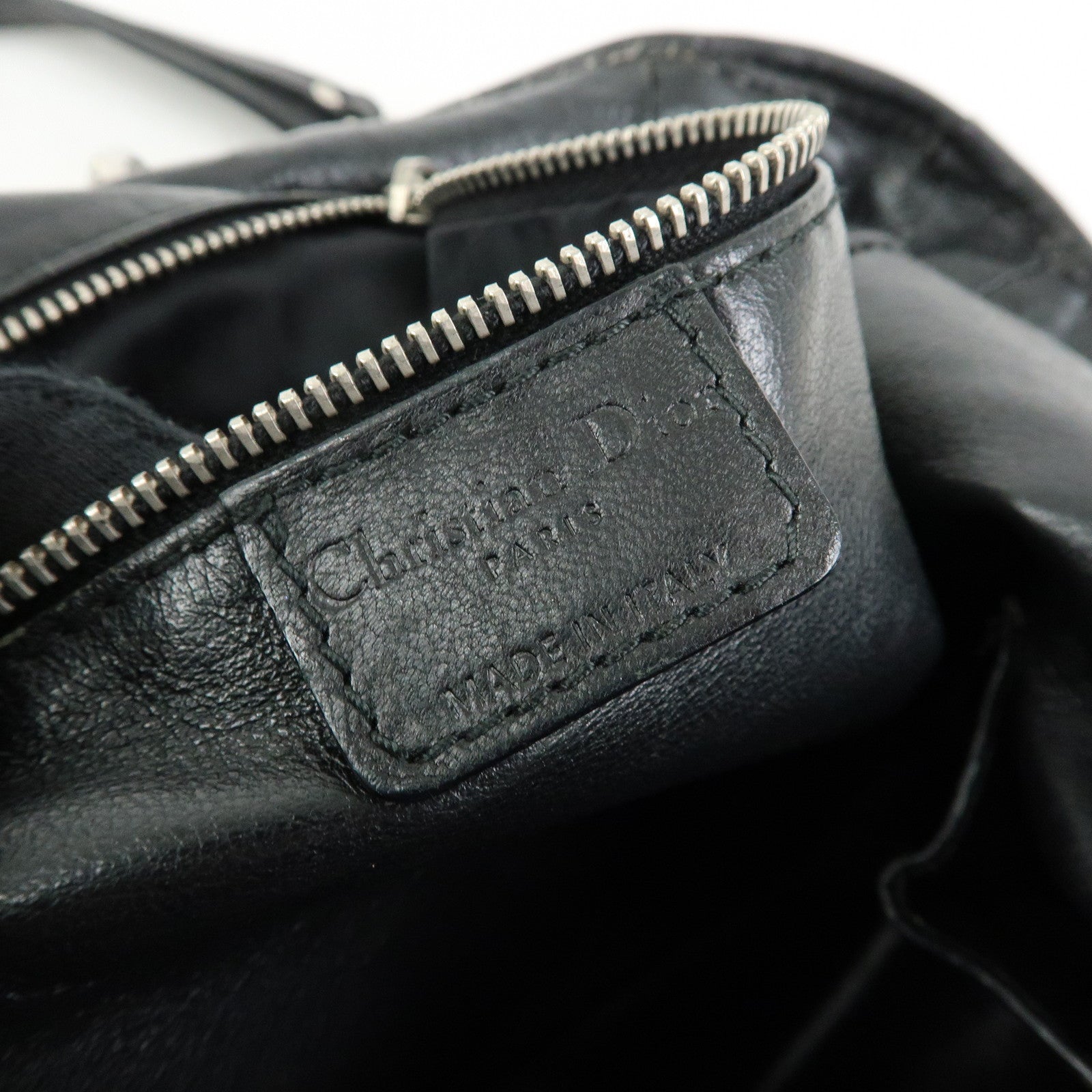Christian Dior Woven Leather Tote Bag Shoulder Bag Black