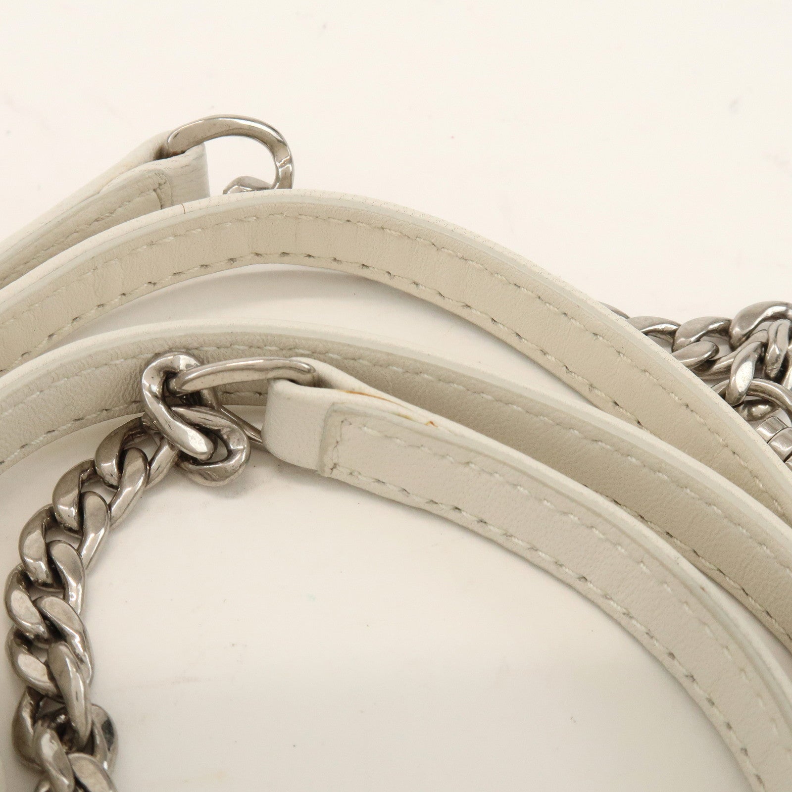 MIU MIU Logo Nappa Leather Strass Fringe 2Way Bag White 5BE014