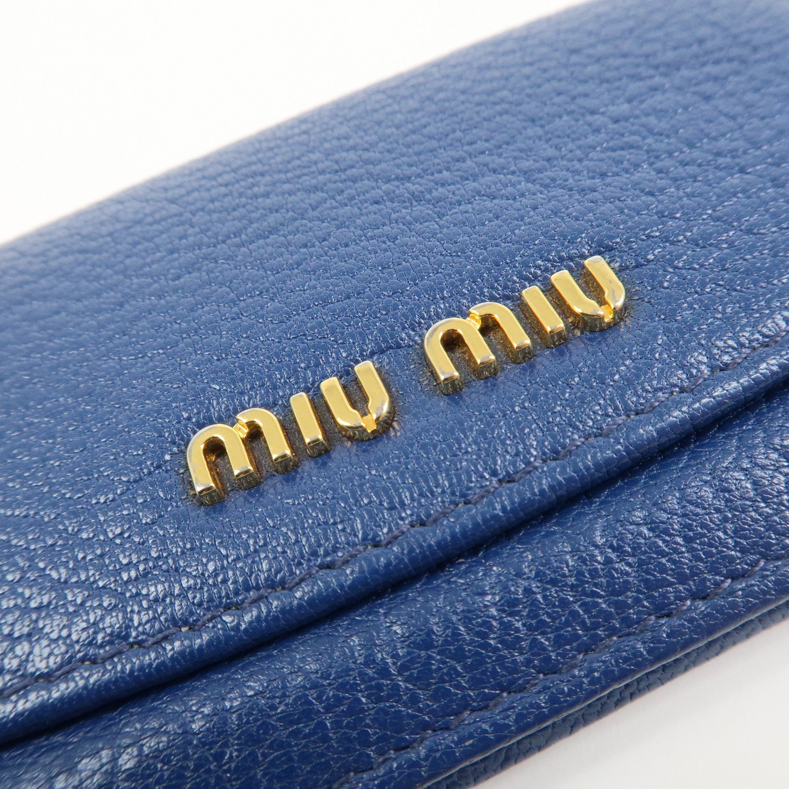 MIU MIU Leather Card Case Card Holder Fragment Case Blue 5M1122