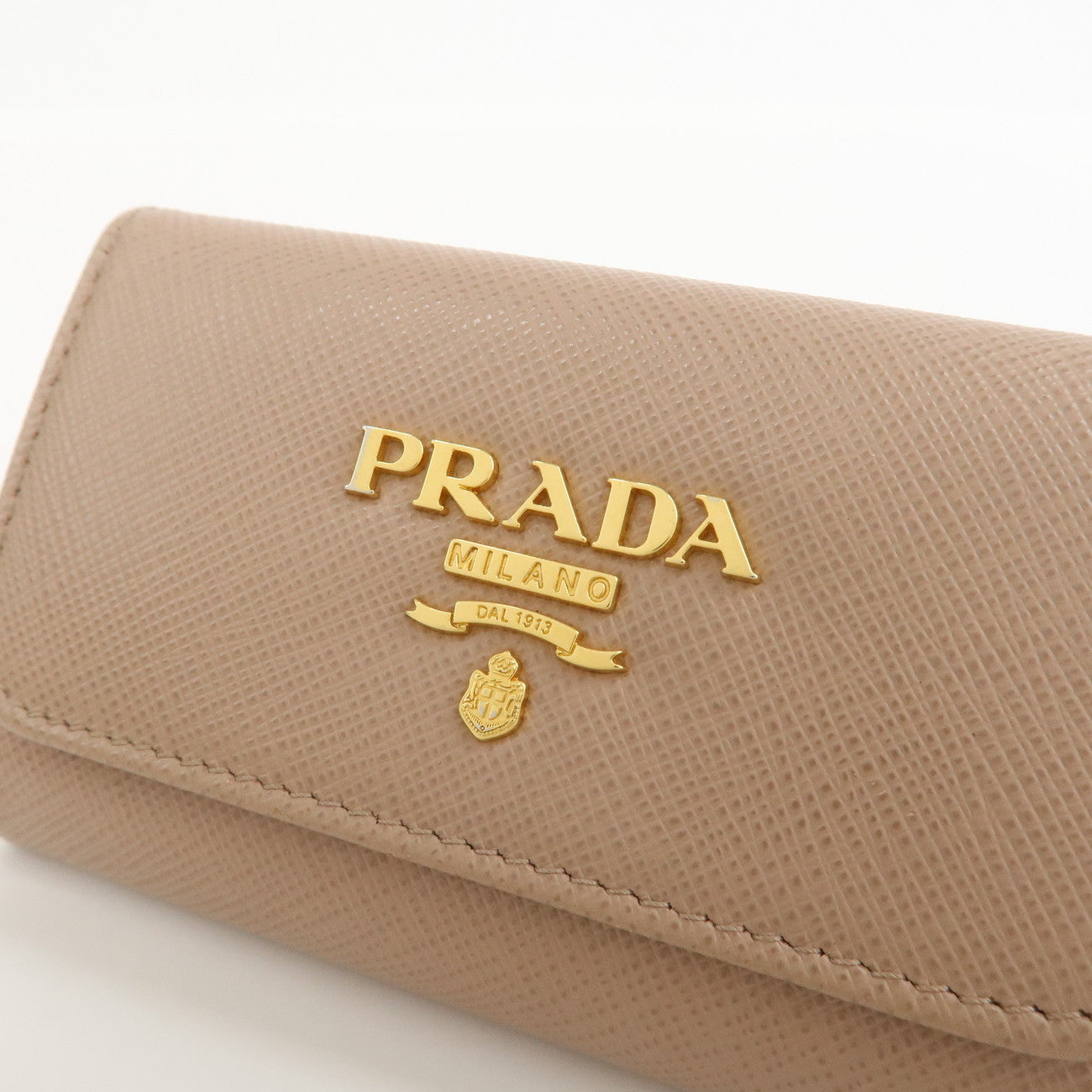 PRADA Saffiano Leather 4 Rings Key Case Key Holder PinkBeige 1PG004