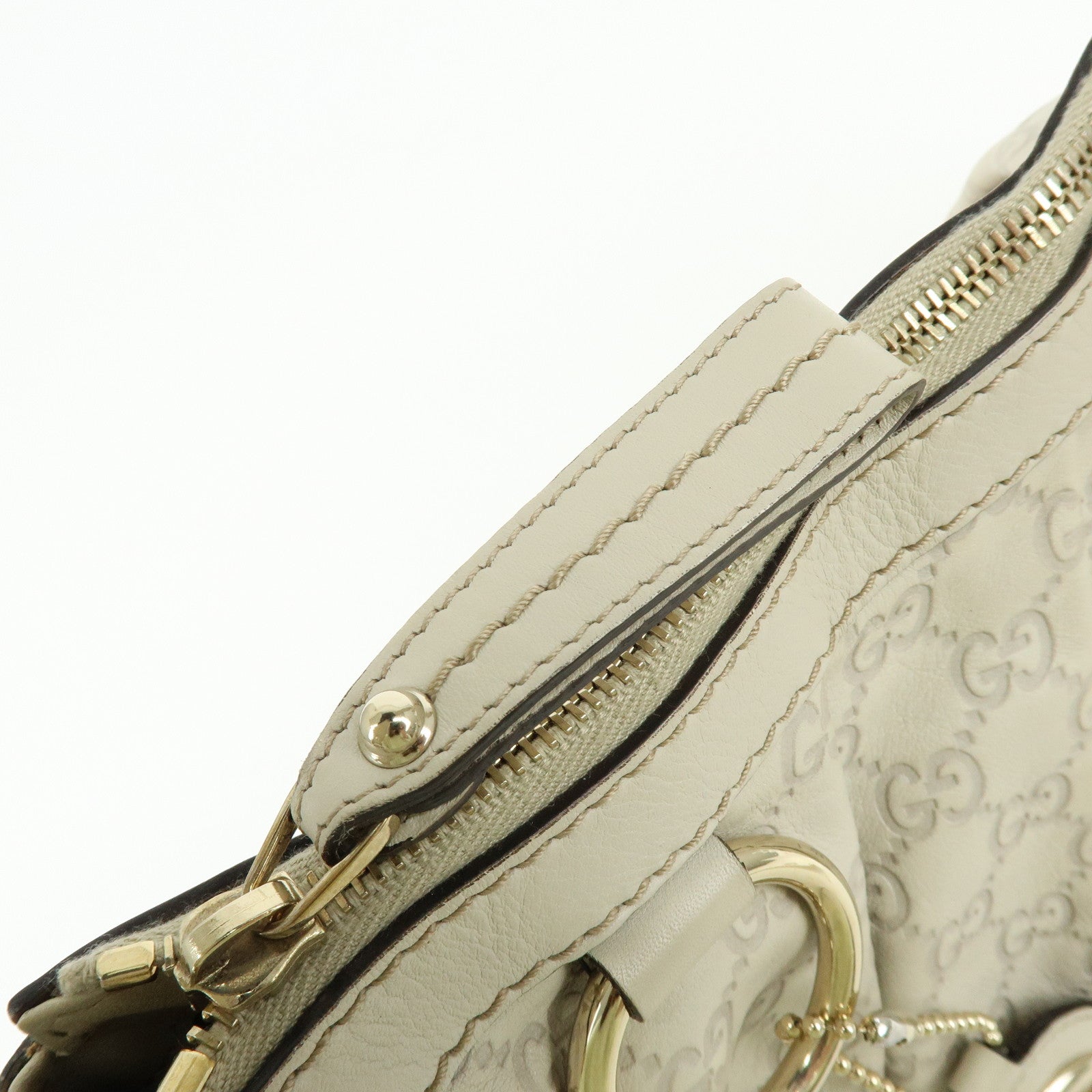 GUCCI Sukey Guccissima Leather Shoulder Bag Hand Bag White 232955