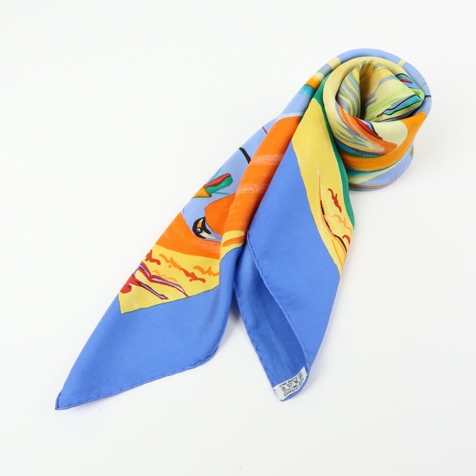 HERMES Carre 90 Silk 100% Scarf Smiles in Third Millenary Blue