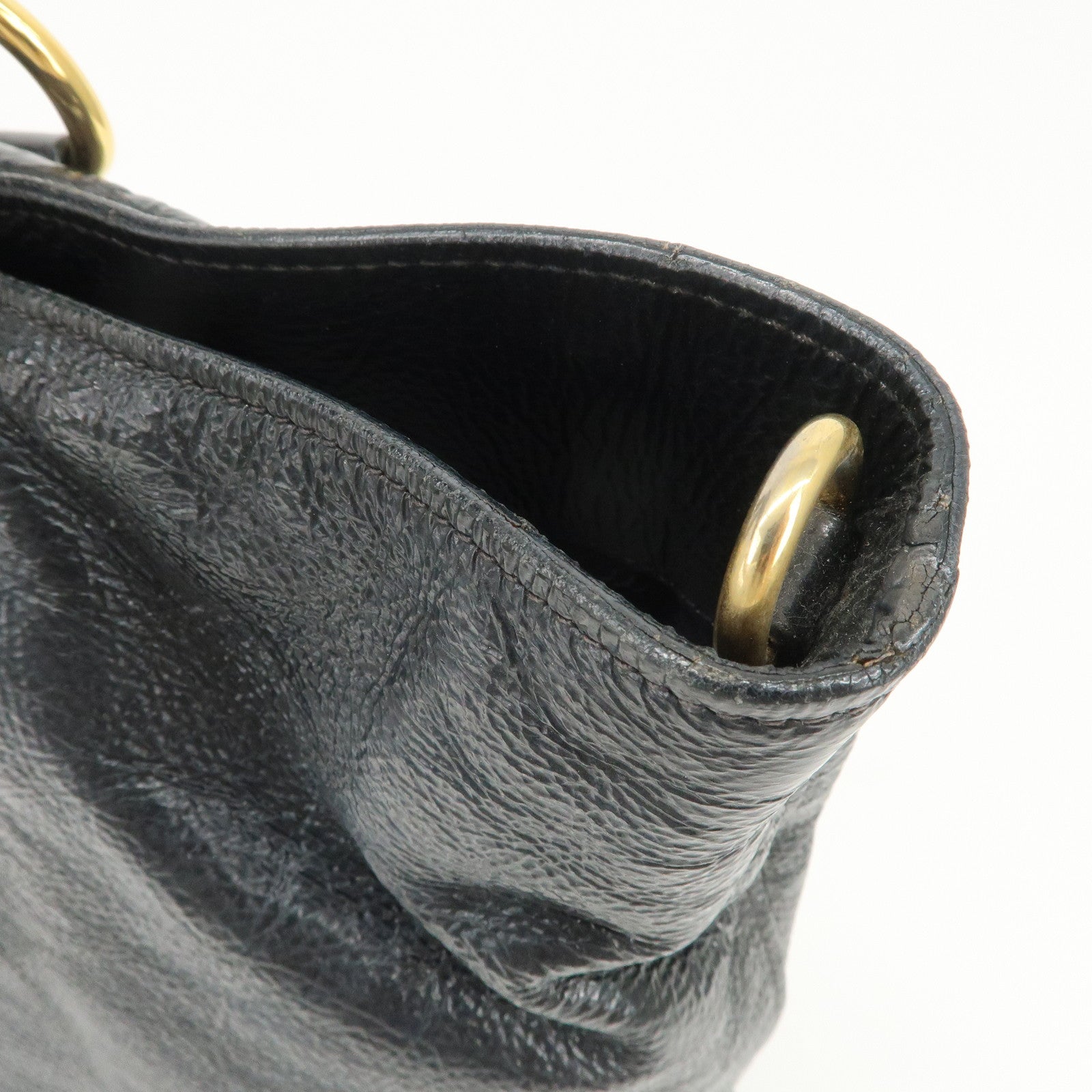 PRADA Logo Leather 2Way Tote Bag Shoulder Bag Black BN1713