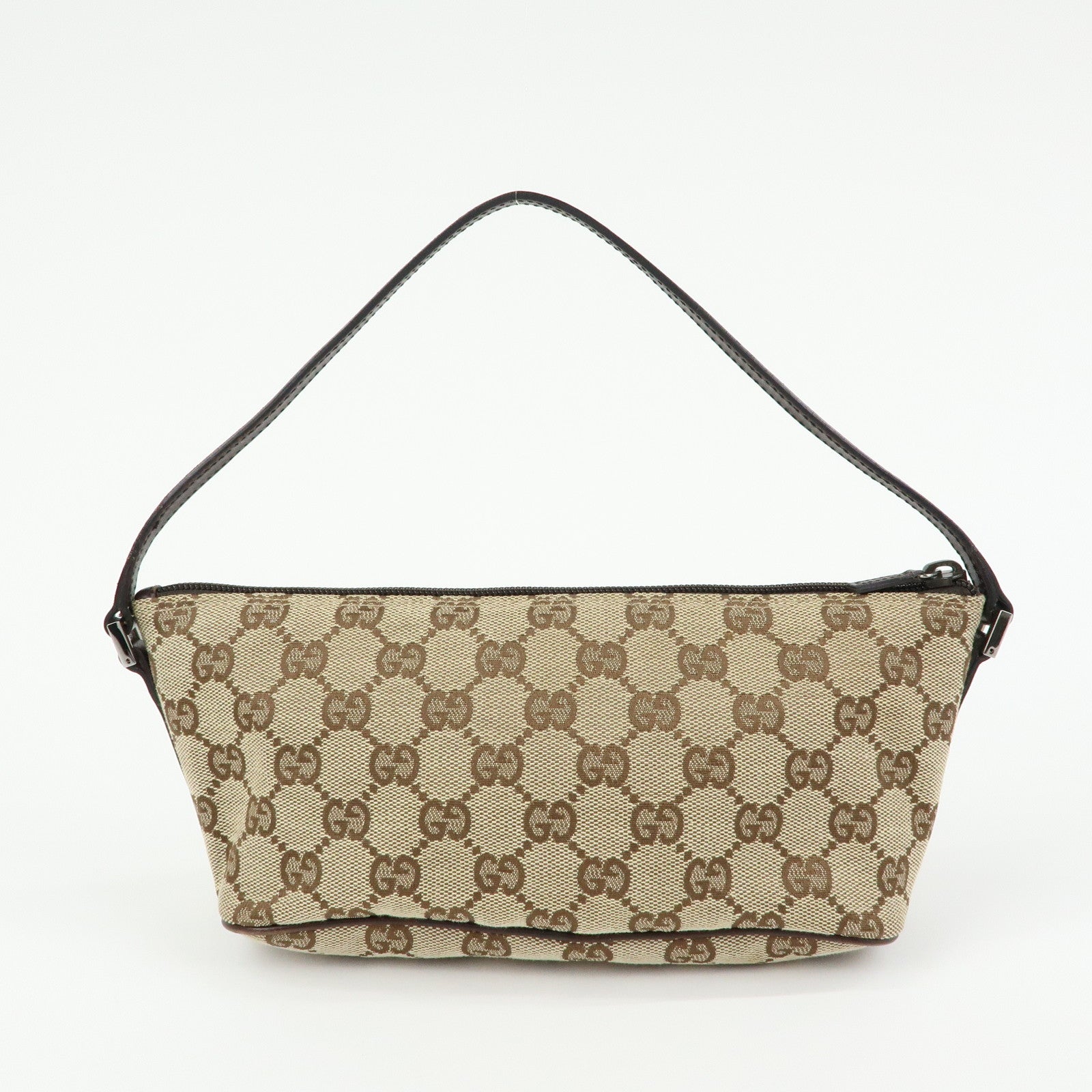 GUCCI Boat Bag GG Canvas Leather Hand Bag Beige Brown 07198