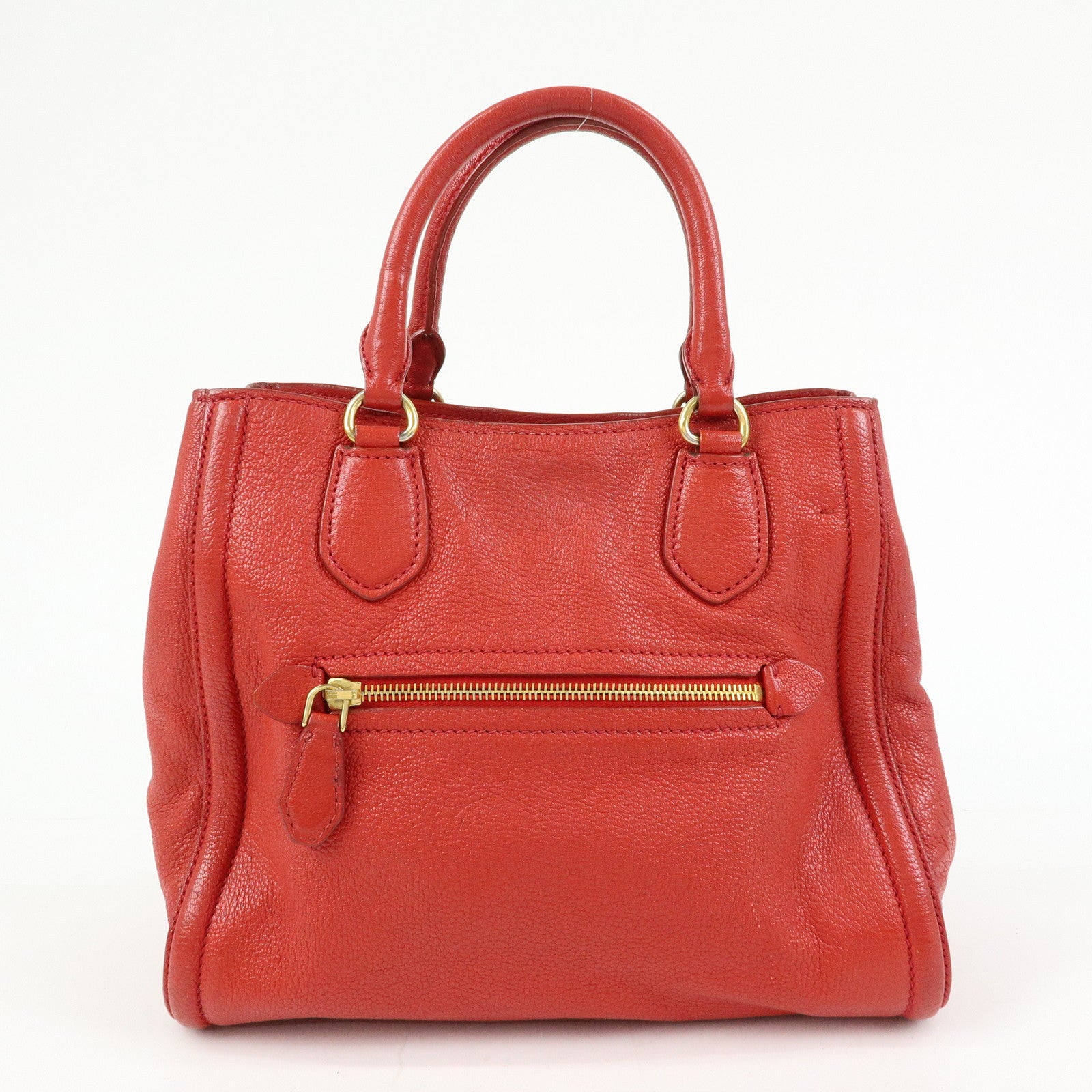 MIU MIU MADRAS Leather 2Way Bag Hand Bag Shoulder Bag Red