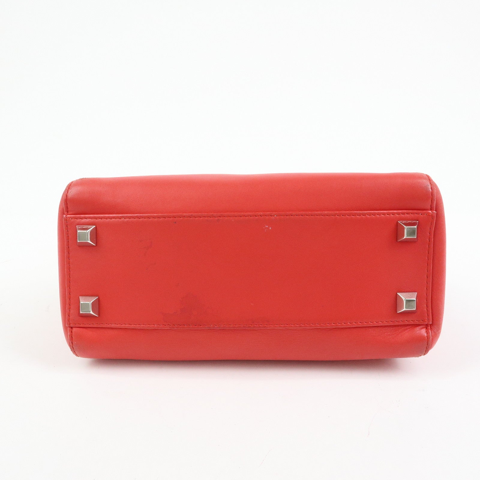 FENDI Peekaboo Mini Leather 2Way Shoulder Bag Hand Bag Red 8BN244