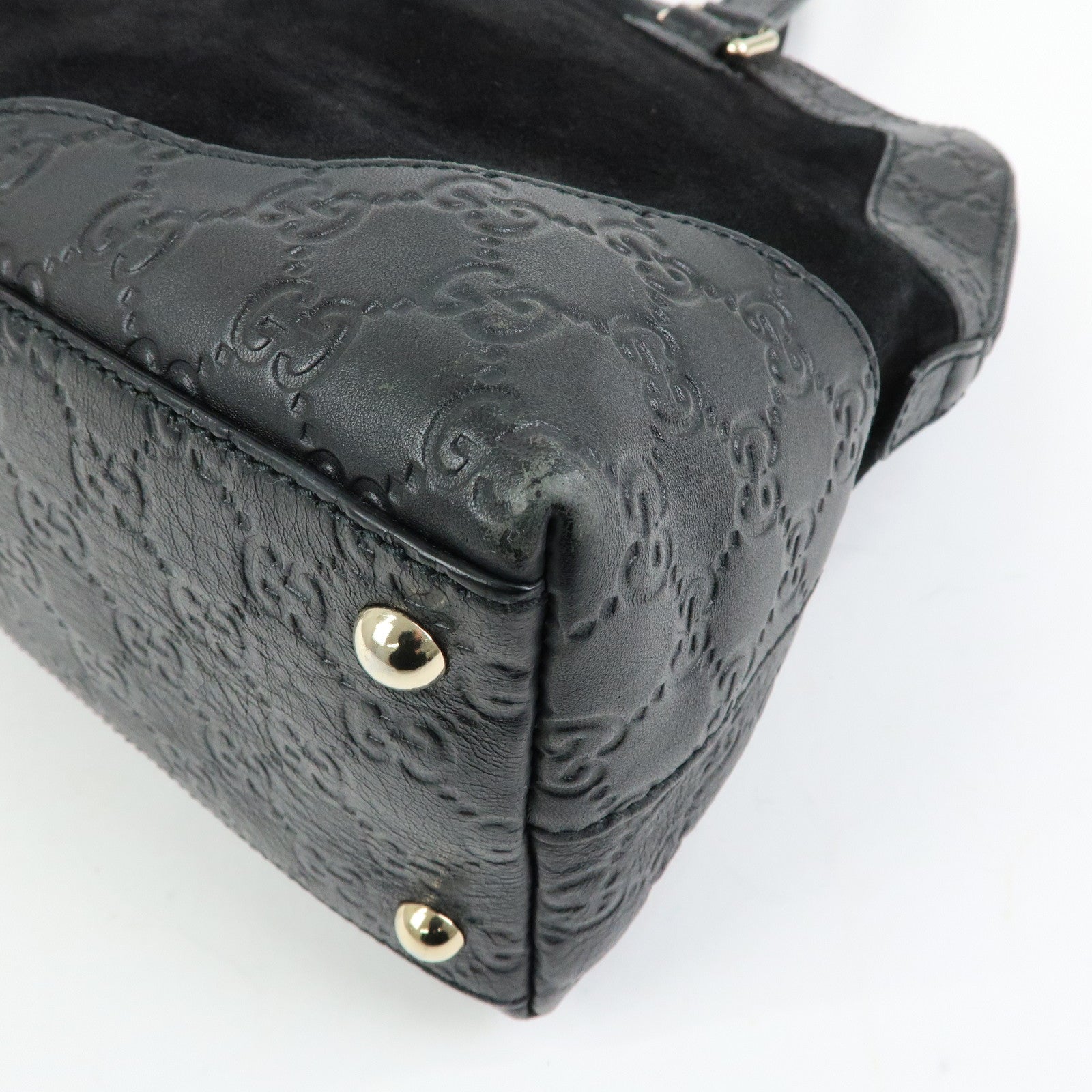 GUCCI Guccissima Leather Suede Hand Bag Shoulder Bag Black 295530