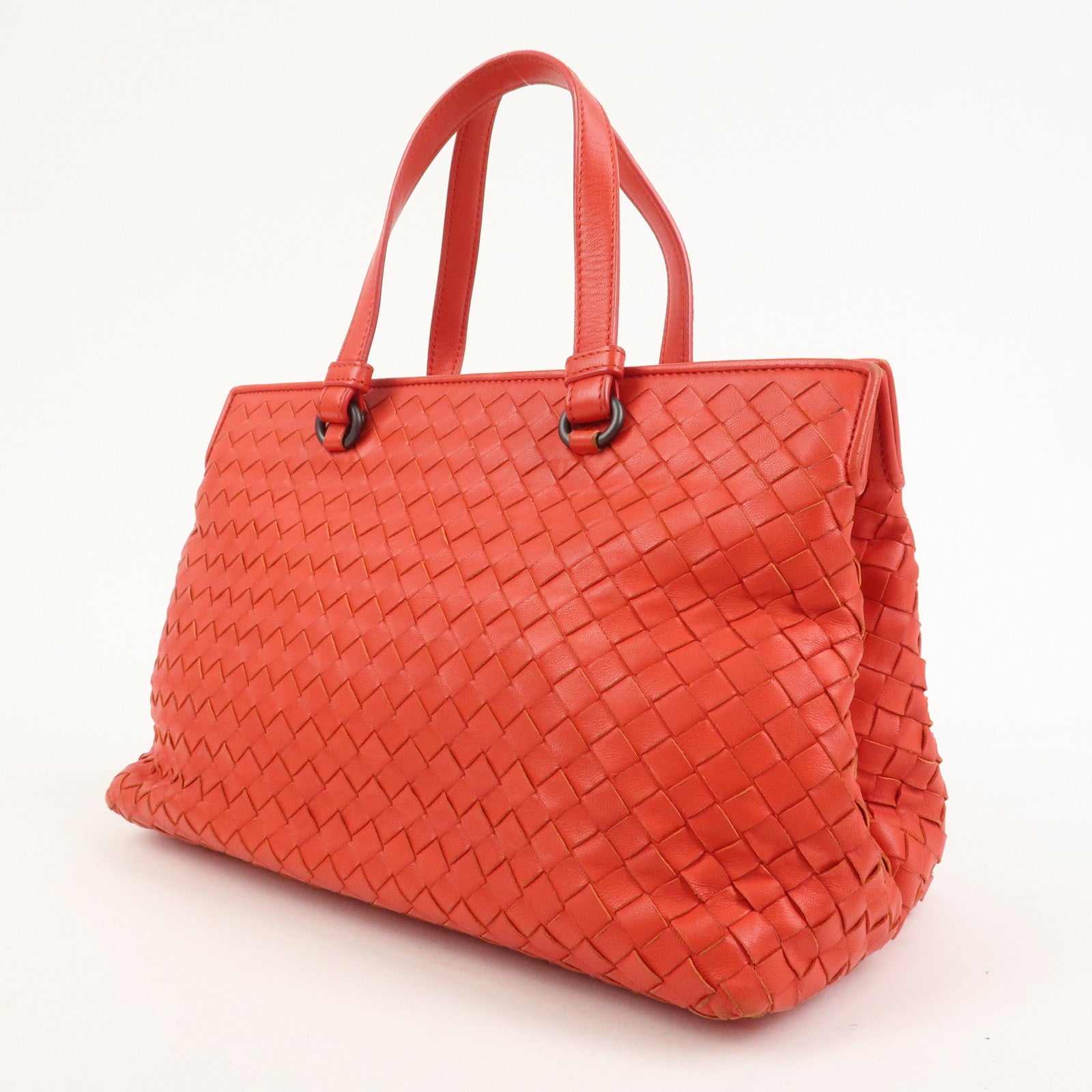 BOTTEGA VENETA Intrecciato Nappa Leather Hand Bag Red