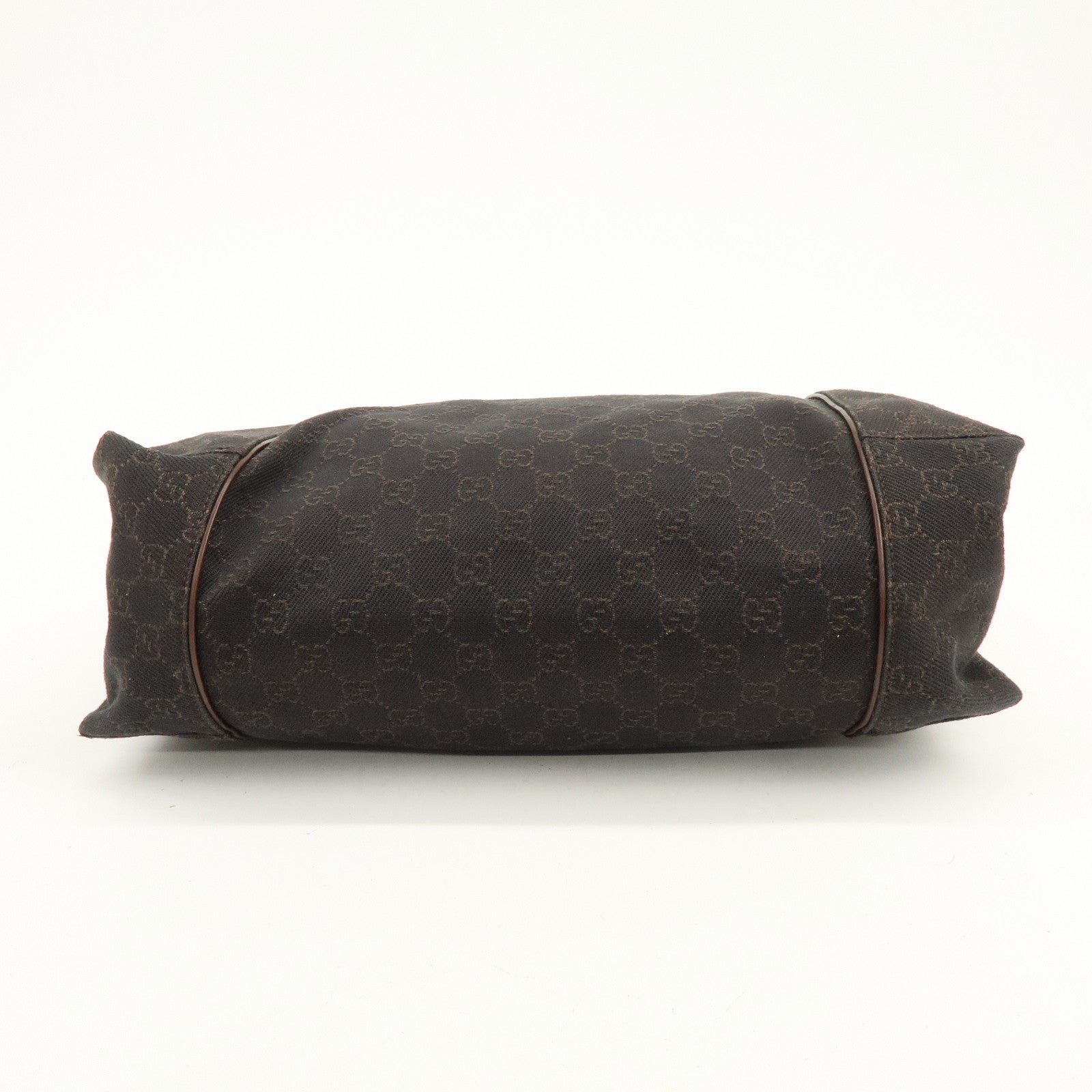 GUCCI GG Denim Leather Shoulder Bag Hand Bag Dark Brown 101292