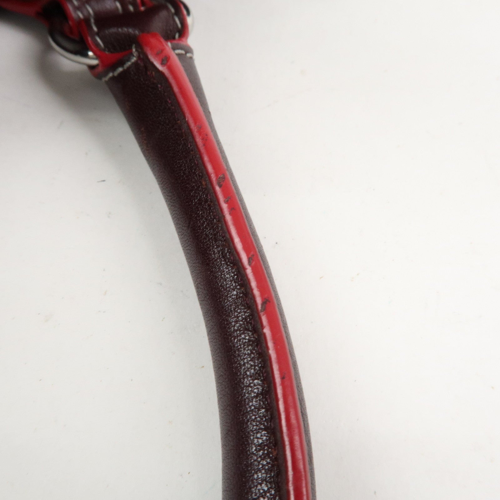 LOEWE Anagram Logo Leather Suede Hand Bag Brown Bordeaux