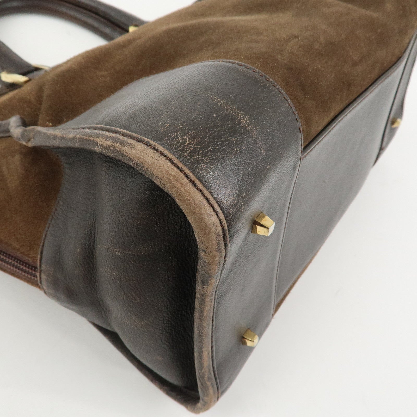 LOEWE Anagram Amazona 32 Suede Leather Hand Bag Boston Bag Brown