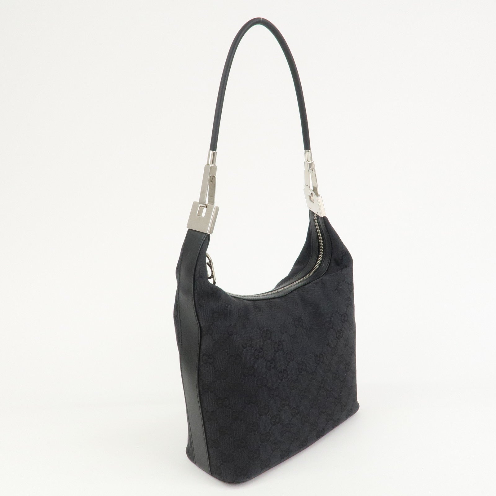 GUCCI Logo GG Canvas Leather Shoulder Bag Hand Bag Black 001.3814