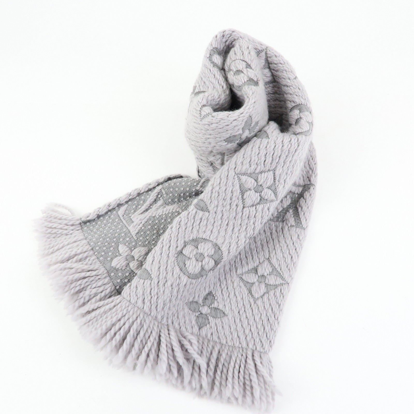 Louis Vuitton Monogram Escharp Logomania Scarf Gris Perle M74742