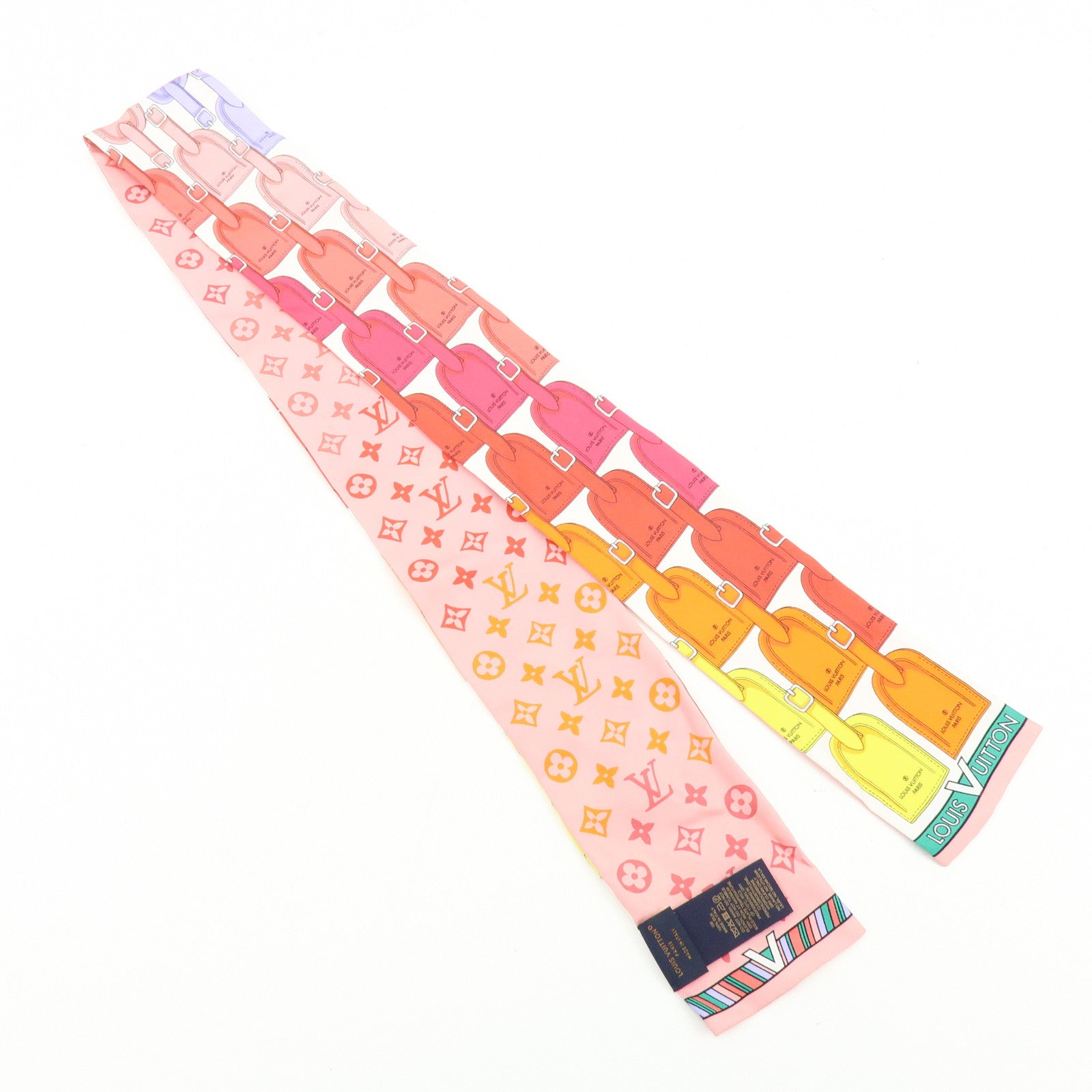 Louis Vuitton Monogram Silk 100% Bandeau My LV Tags Scarf M77677